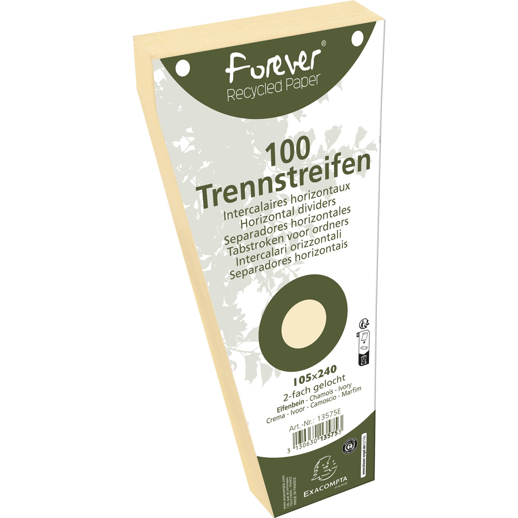 Exacompta 6x Pack 100 Trennstreifen trapez gelocht RC Kart 105x240mm Sand 13575E