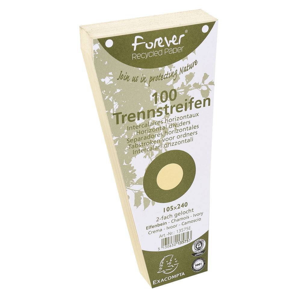Exacompta 6x Pack 100 Trennstreifen trapez gelocht RC Kart 105x240mm Sand 13575E