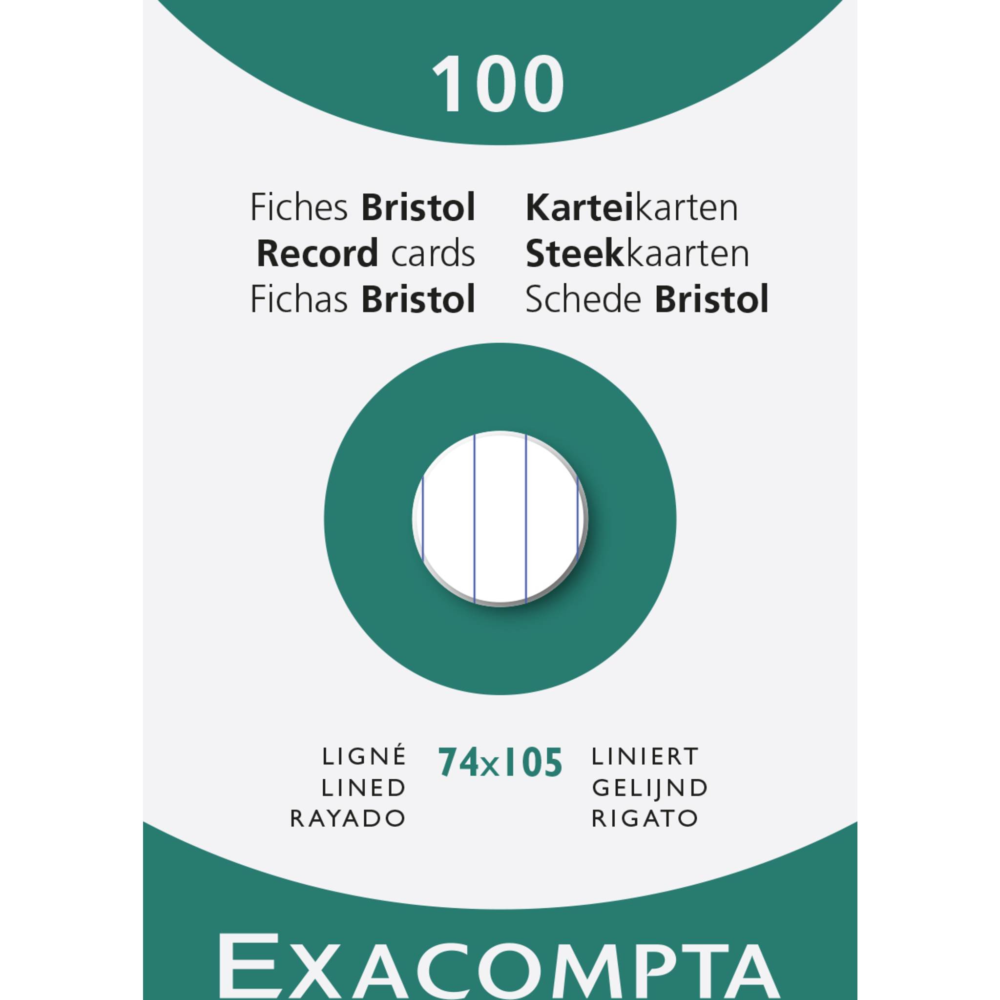 Exacompta 10x Karteikarten A7 liniert, Faltschachtel mit 100 Stück, Weiß, 13800B