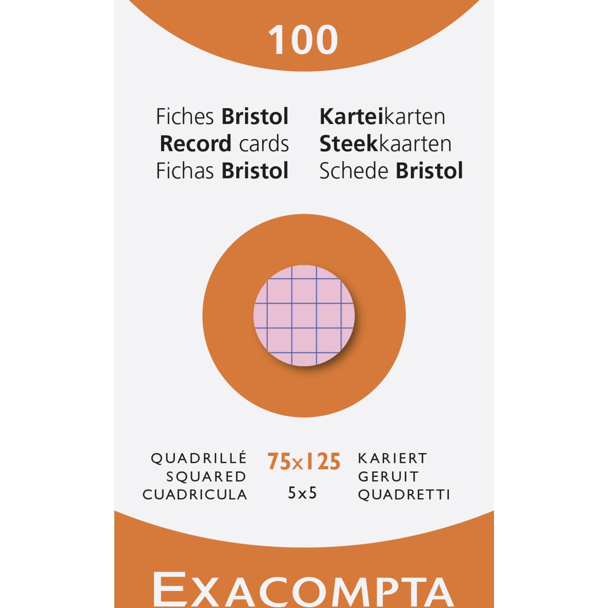 Exacompta 10x Karteikarten 75x125mm kariert Faltschachtel 100x sortiert 13271E