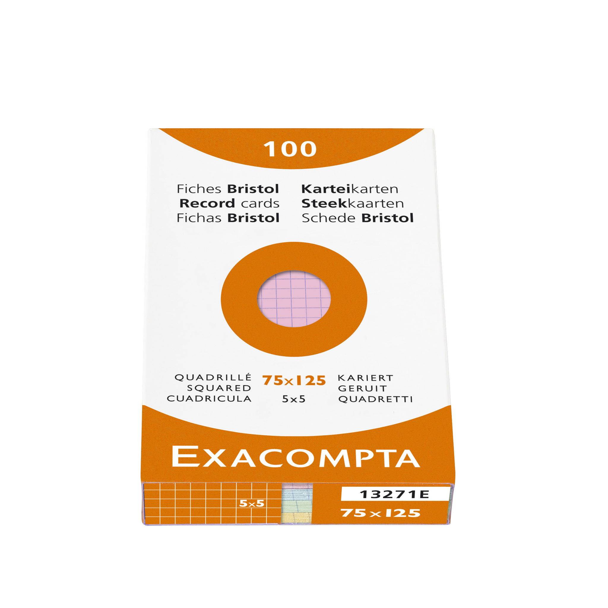 Exacompta 10x Karteikarten 75x125mm kariert Faltschachtel 100x sortiert 13271E