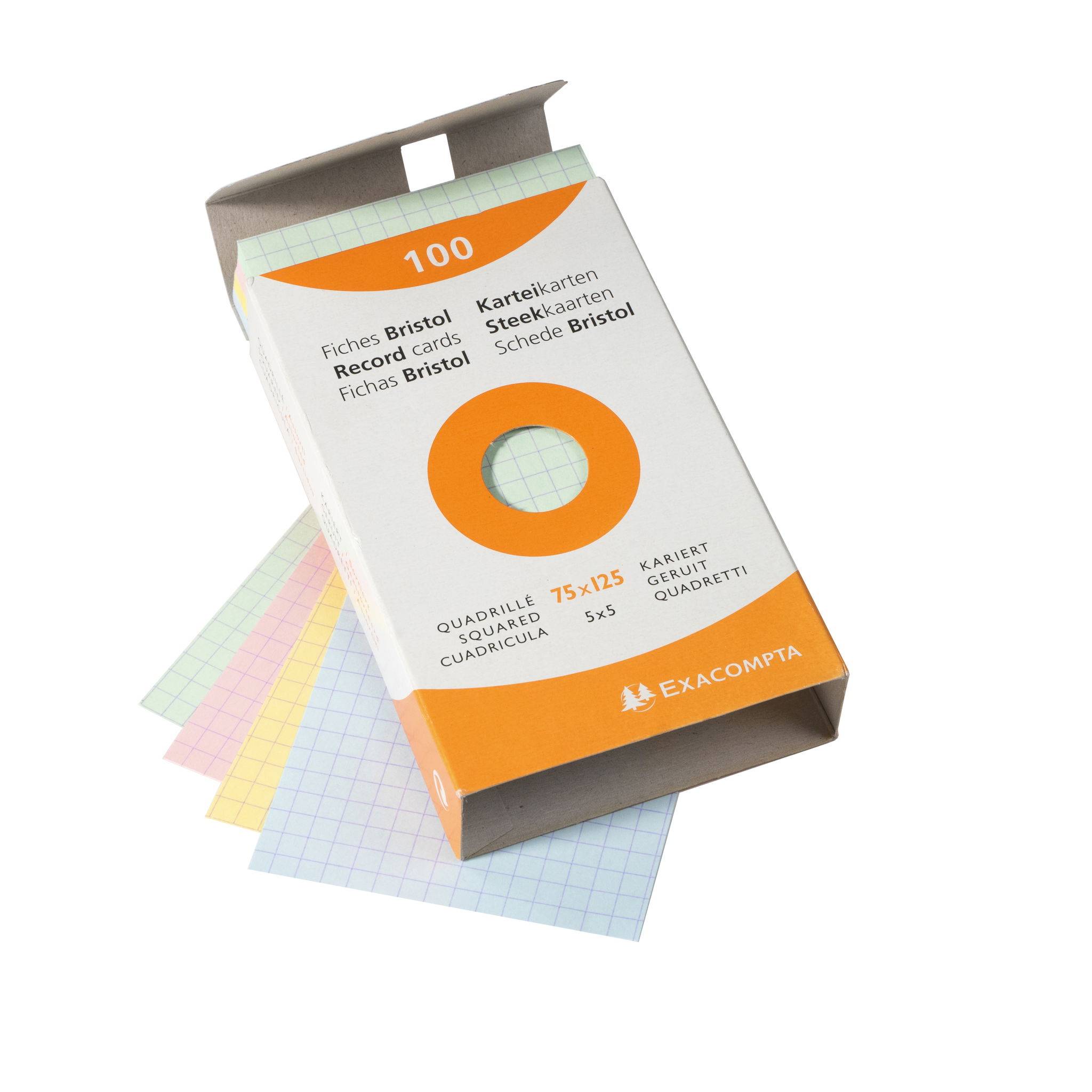 Exacompta 10x Karteikarten 75x125mm kariert Faltschachtel 100x sortiert 13271E