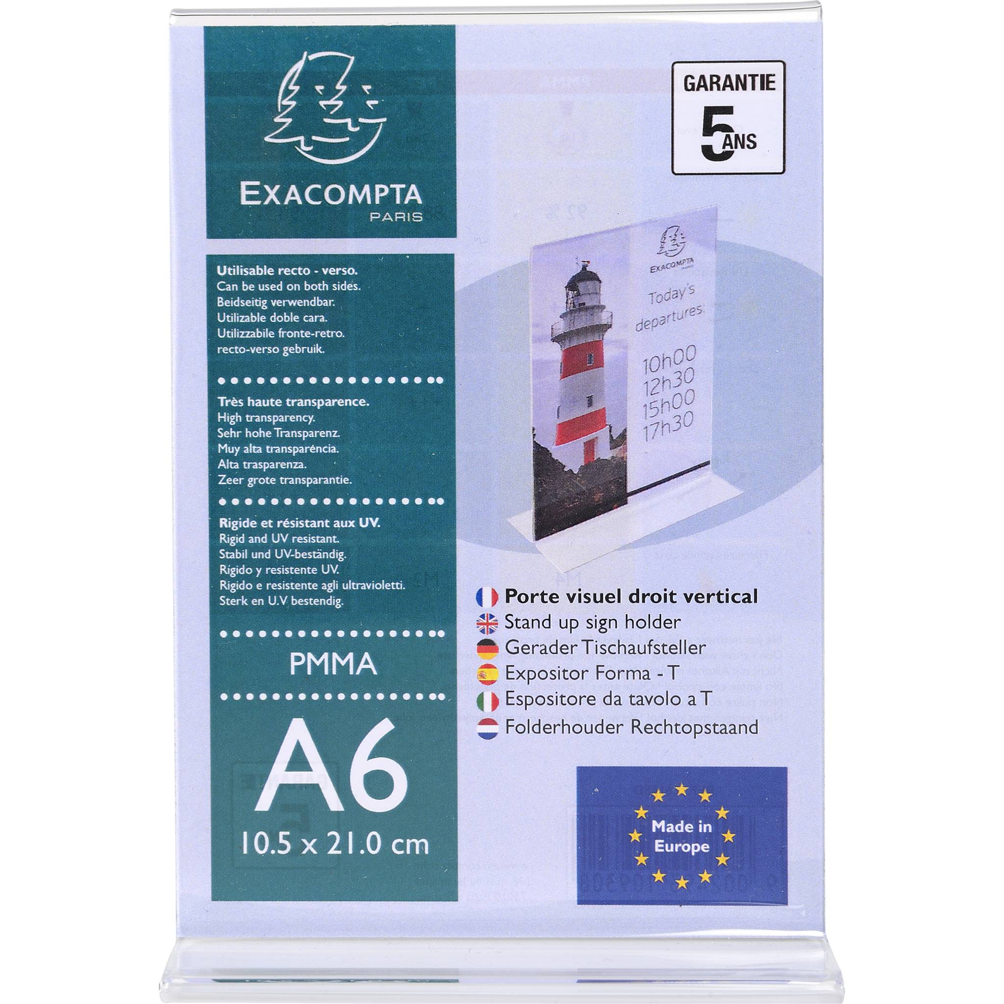 Exacompta 30x gerader Tischaufsteller A6, Hochformat, Exacryl, Kristall, 86158D