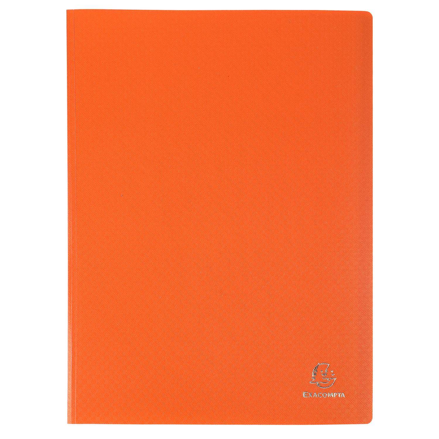 Orange Notizbuch-Umschlag mit einem kleinen Logo in der unteren rechten Ecke auf weißem Hintergrund.
