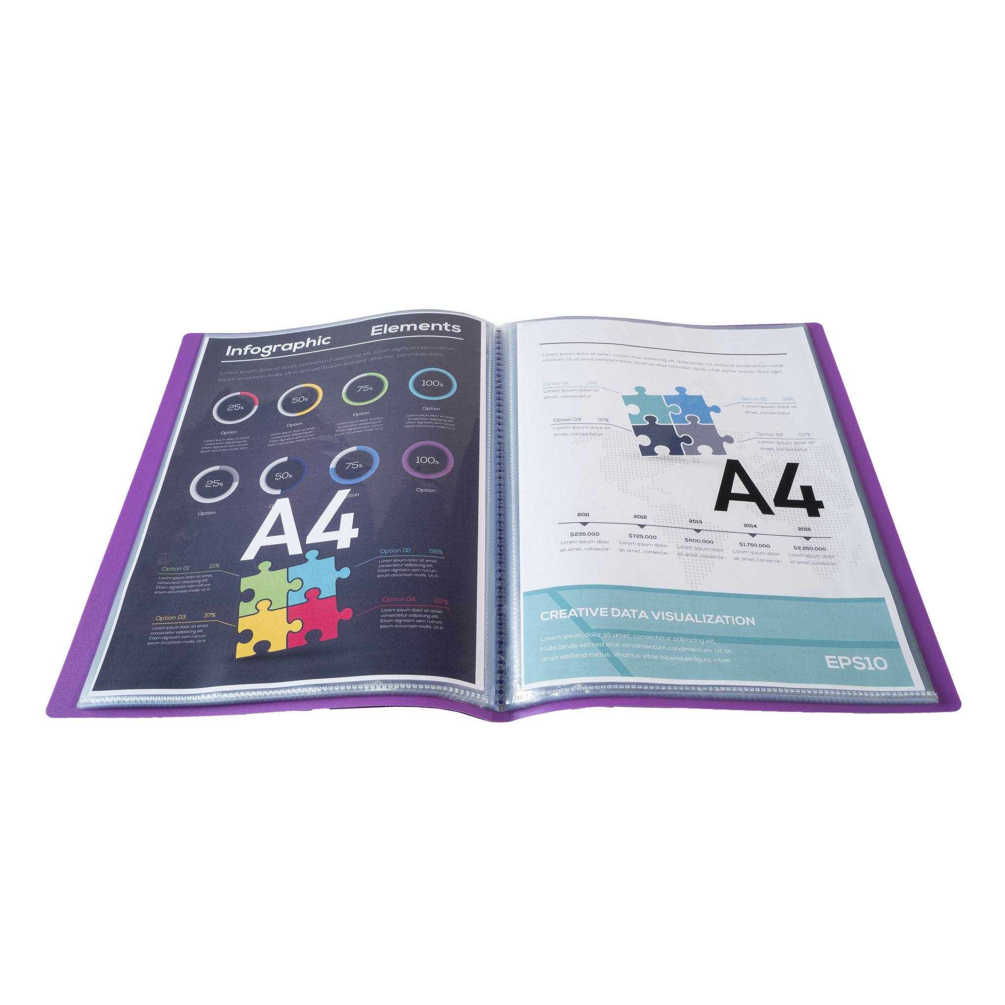 Exacompta 8x Sichtmappe aus PP 500µ, 60 Kristallhüllen OPAK, A4, Violett, 8866E