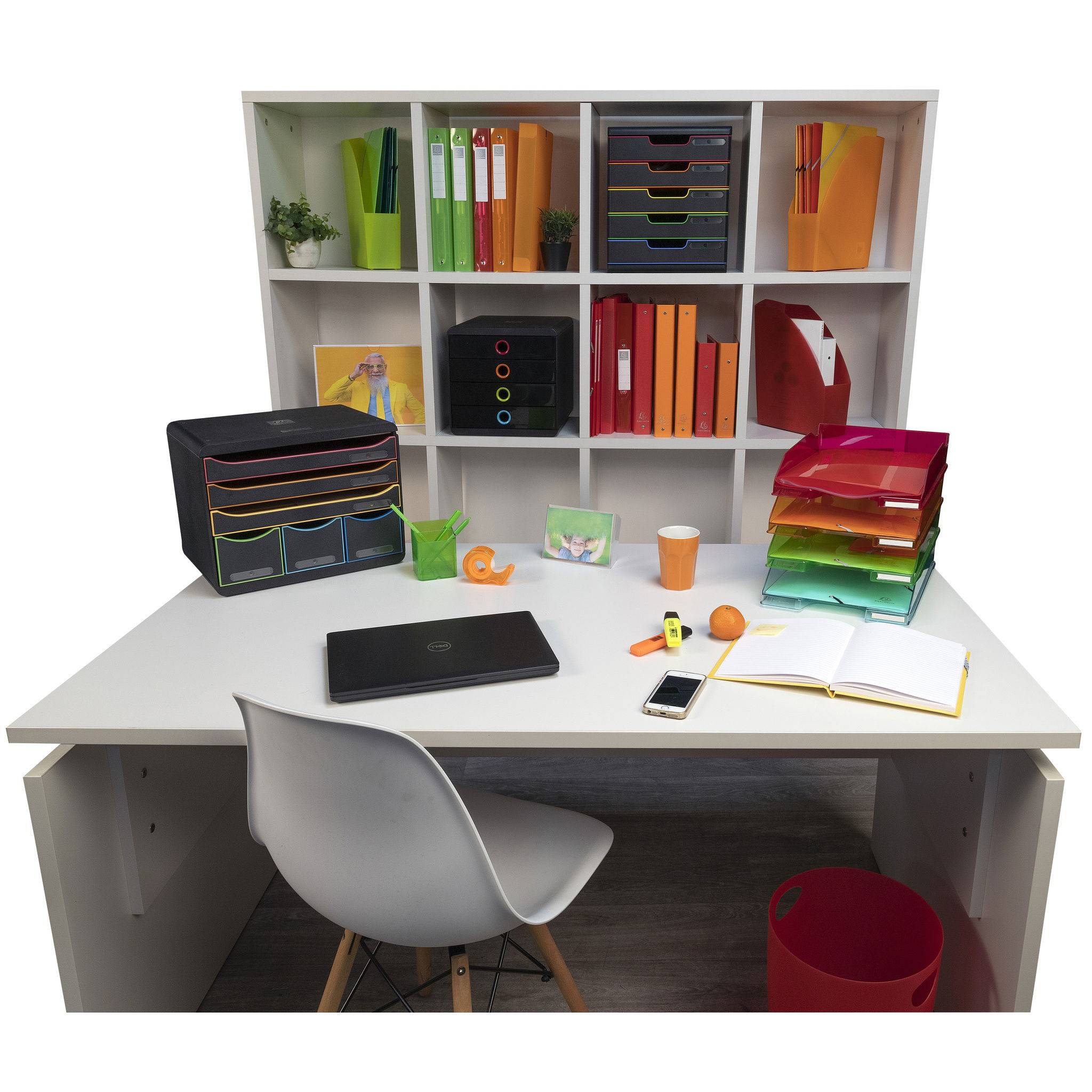 Exacompta Schubladenbox MODULO A4 5 geschlossene Schub Schwarz/Harlekin 301914D