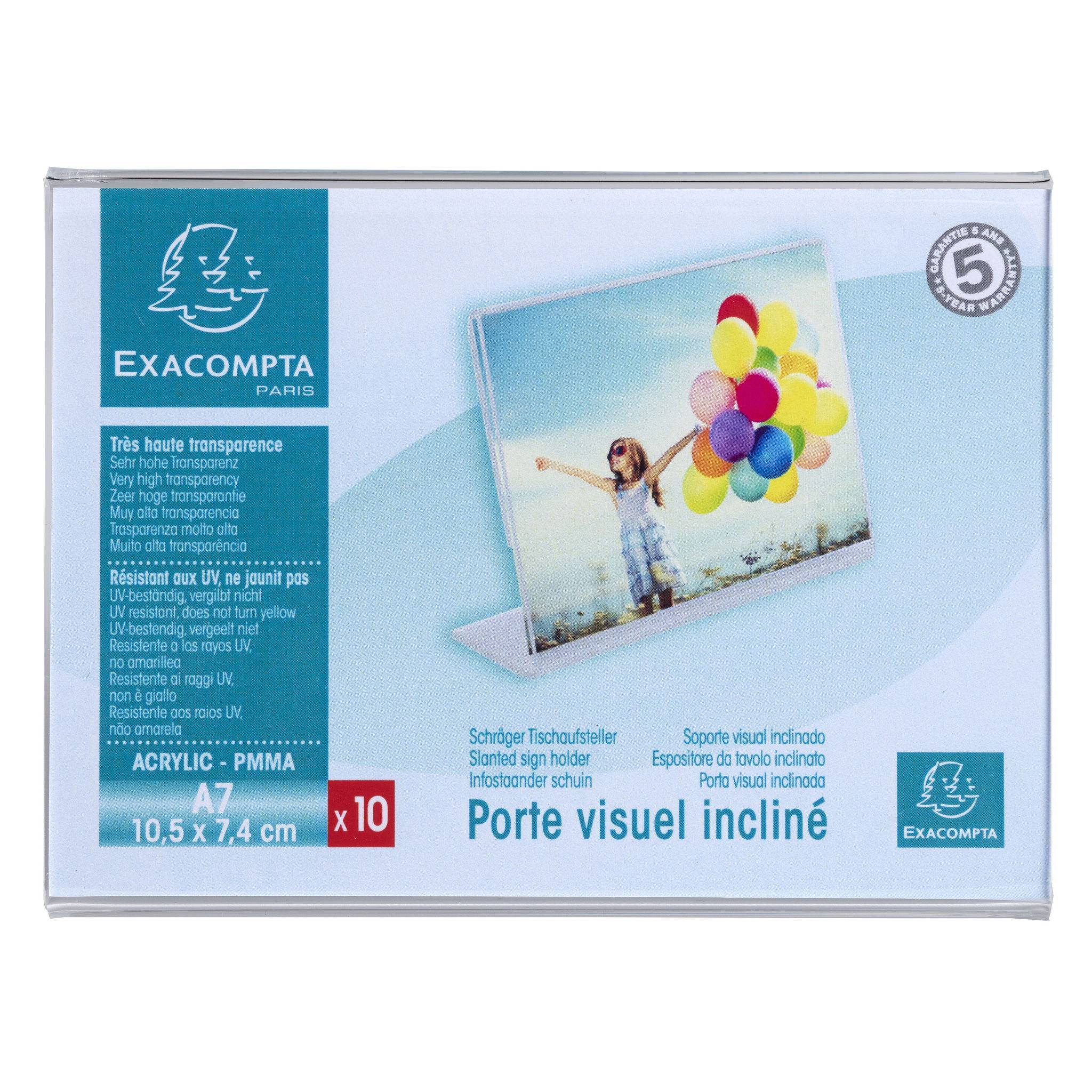 Exacompta 10x Set + 10 Tischaufstellern A7 horizontal Exacryl Kristall 87058QD