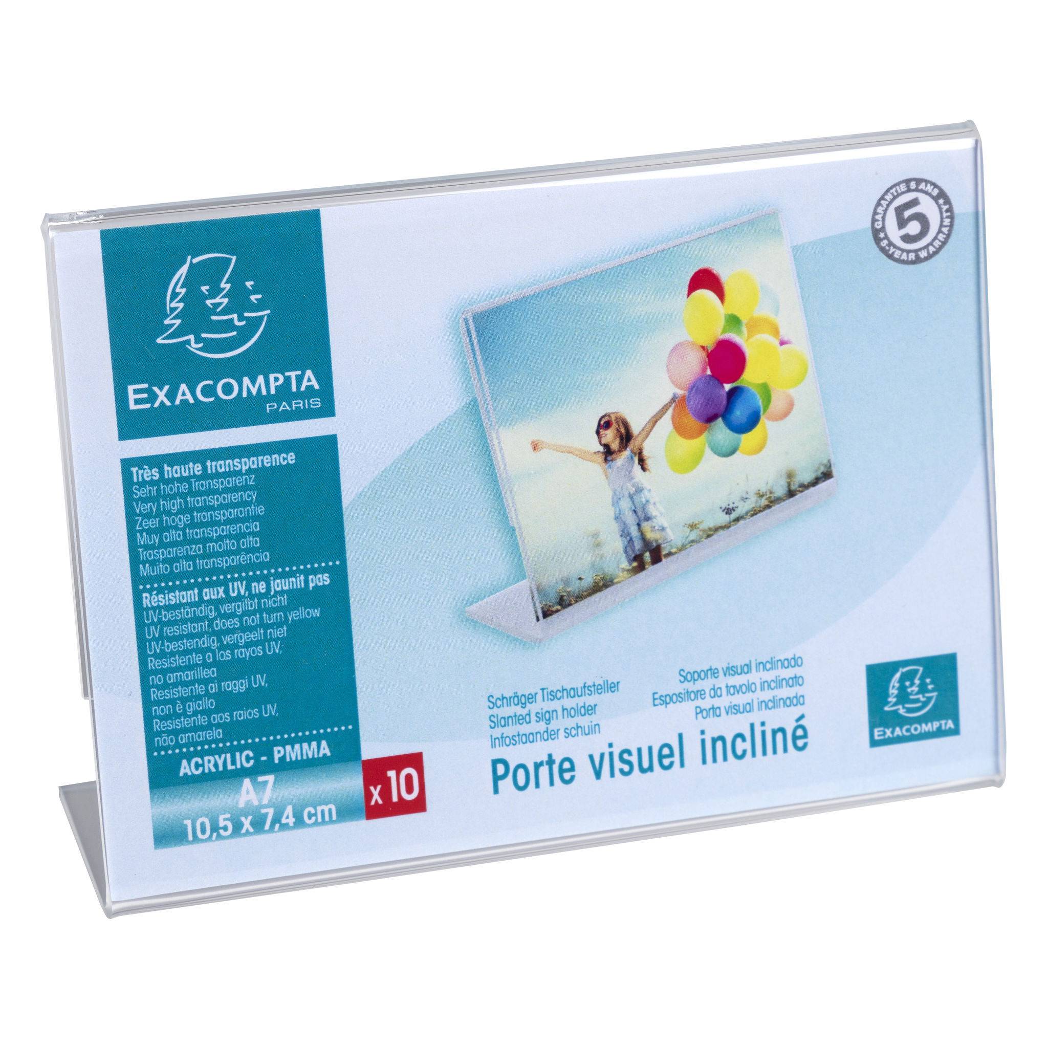 Exacompta 10x Set + 10 Tischaufstellern A7 horizontal Exacryl Kristall 87058QD