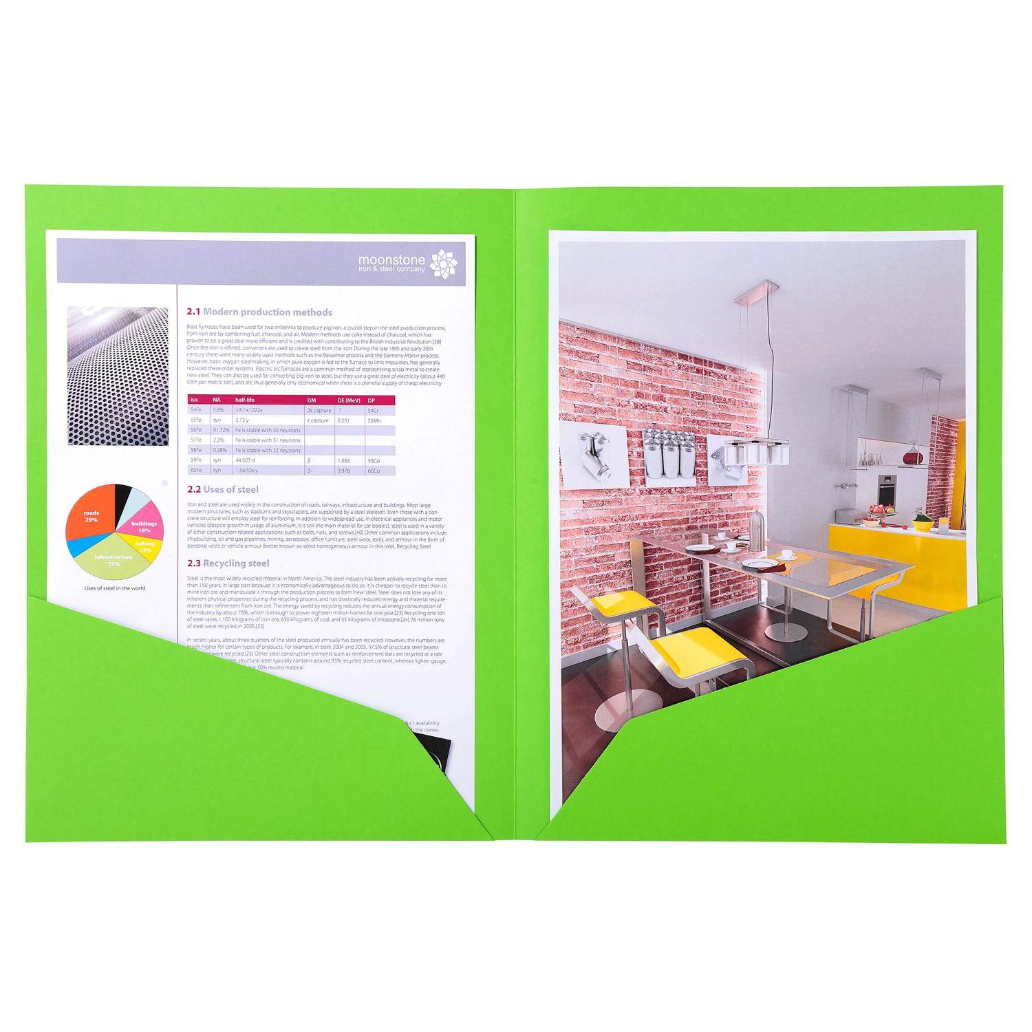 Exacompta 10x Pack 25 Aktenmappe, 2 Innenfächer, A4 oder A3, Grün, 415003E