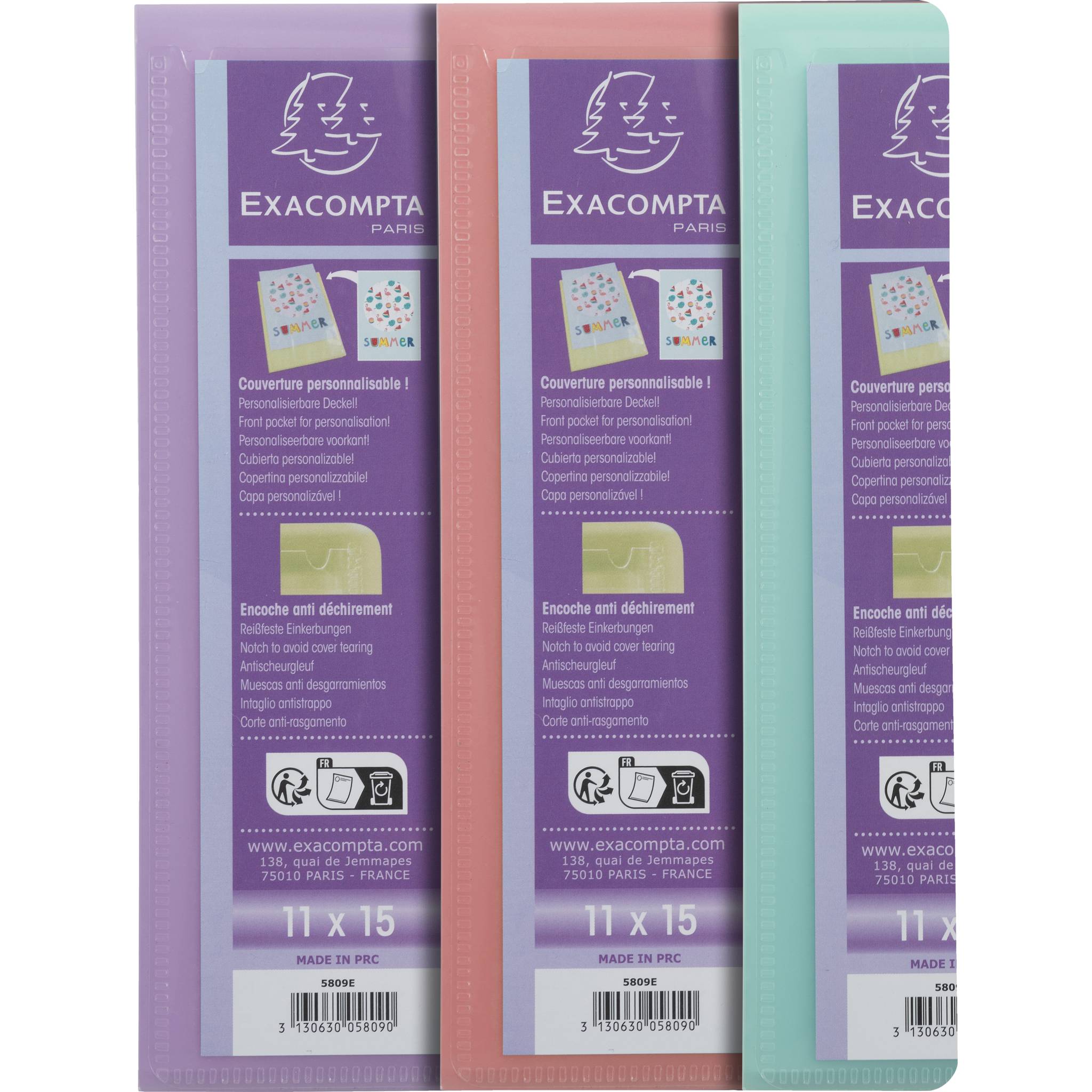 Exacompta 20x Sichtmapppen für 11x15 cm PP 20 Hüllen sortiert 5809E