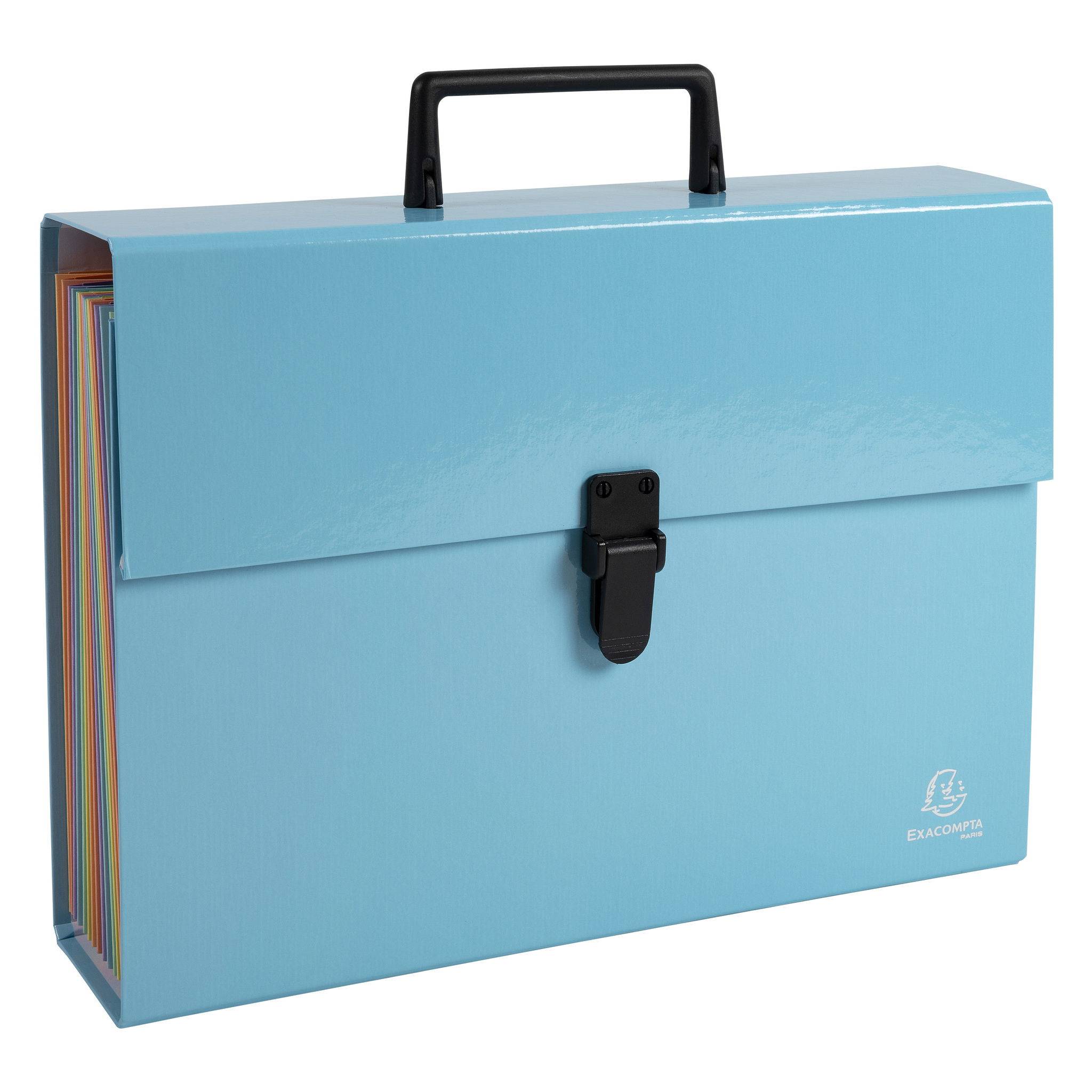 Exacompta 4x Fächermappe mit Griff, 18 Fächer, Aquarel - Pastellblau - 56762E