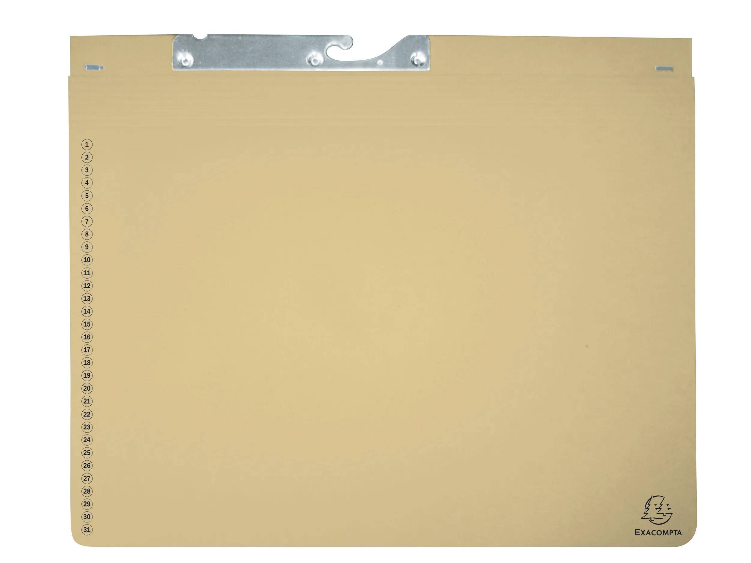 Ein einfacher Aktenordner aus Kraft-Papier mit einer Metallklammer, typischerweise verwendet zum Organisieren und Lagern von Dokumenten.