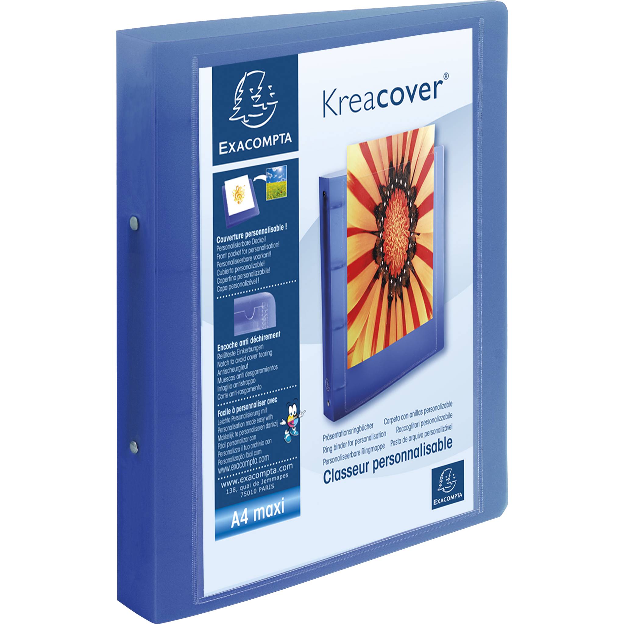 Exacompta 12x Ringbuch PP 1mm 2Ring 30mm Rücken 40mm A4 Maxi sortiert 54869E