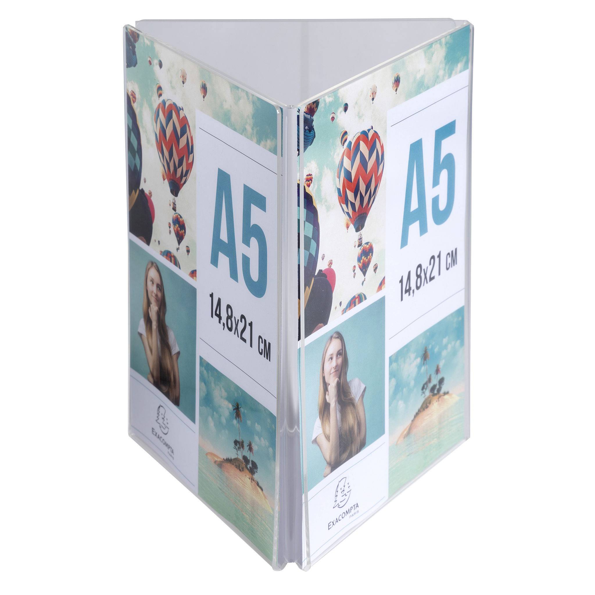 Exacompta 10x dreieckiger Tischaufsteller A5 Hochformat Exacryl Kristall 85558D