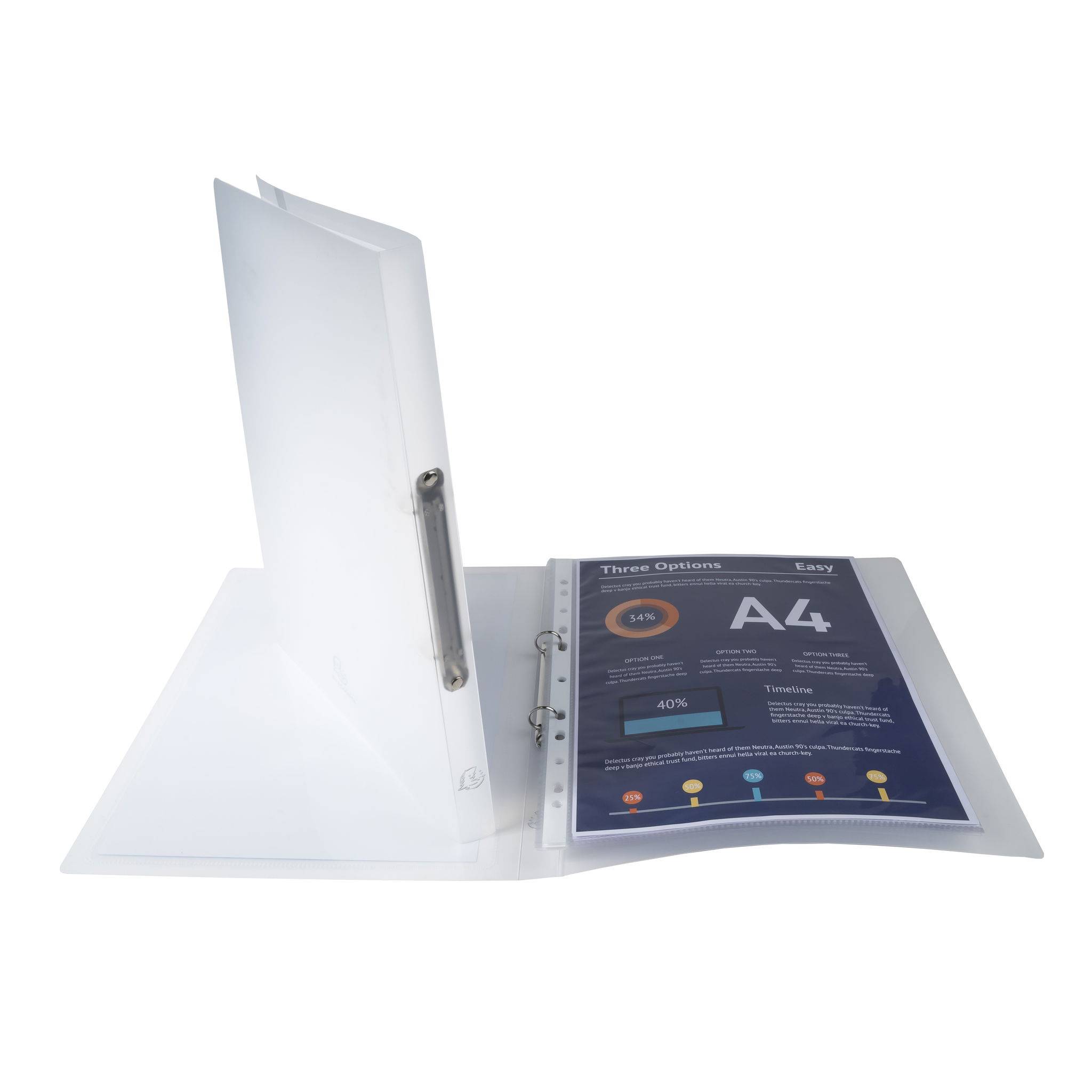 Exacompta 25x Ringhefter PP 500 2Ring 15mm Rücken 20mm A4 Transparent 54960E