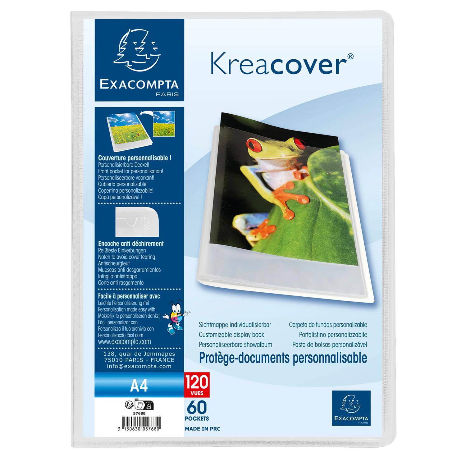 Exacompta 10x Sichtmappe PP 500µ + 60 Hüllen Kreacover , A4, Transparent, 5768E