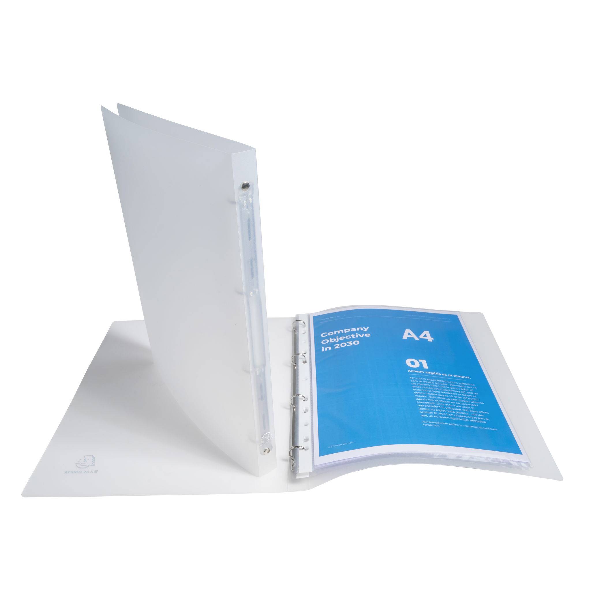 Exacompta 25x Ringhefter PP 500µ 4 Ringen 15mm Rücken 20mm A4 Transparent 51160E