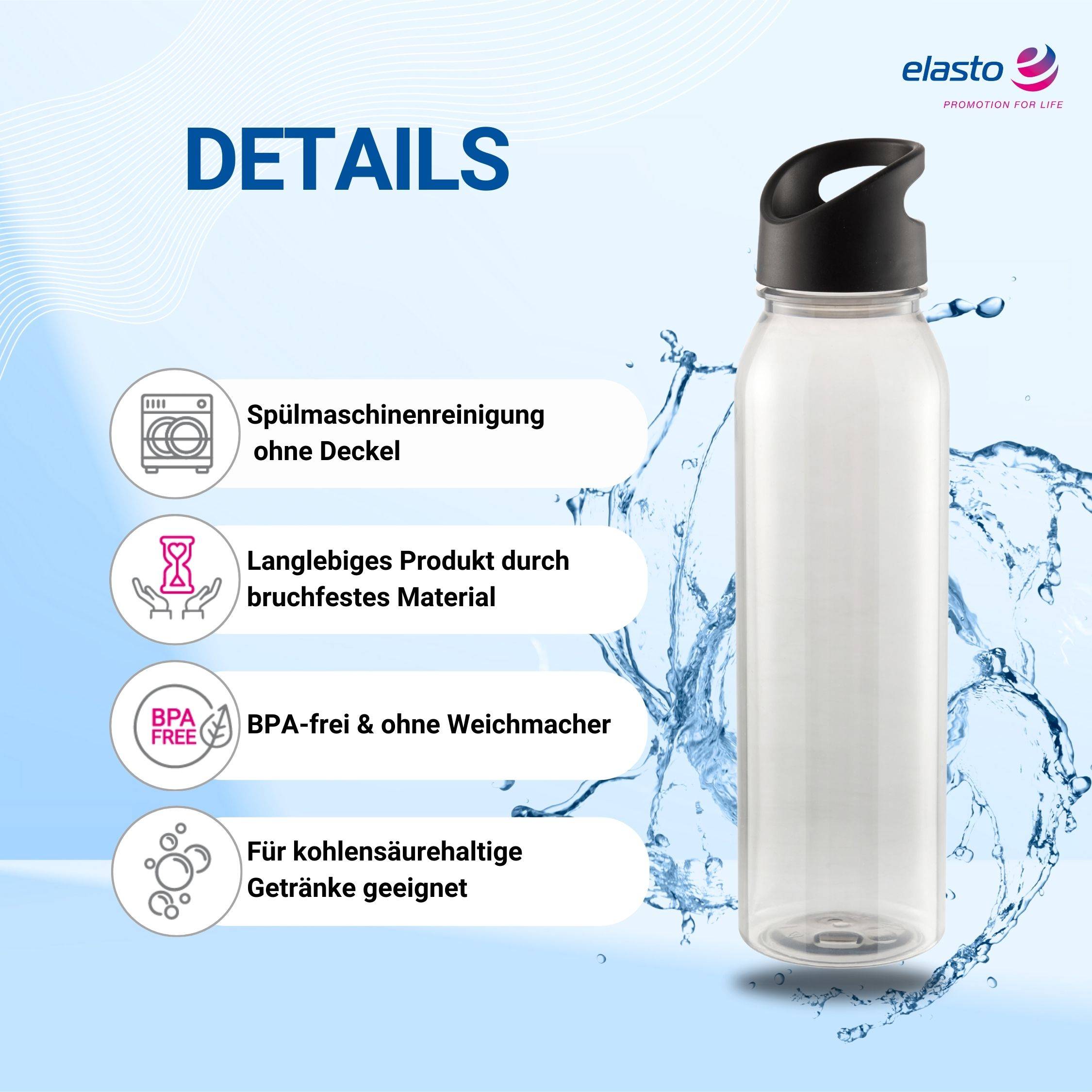 Wasserflasche Active "Wave" 650ml für Sportflasche
