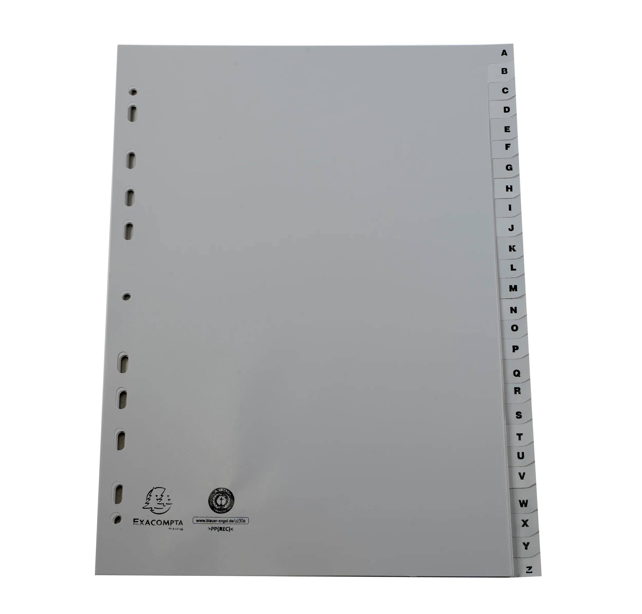 Exacompta 20x Register A4 RC-PP grau 120µ Taben A-Z 26 Positionen Grau 1726E