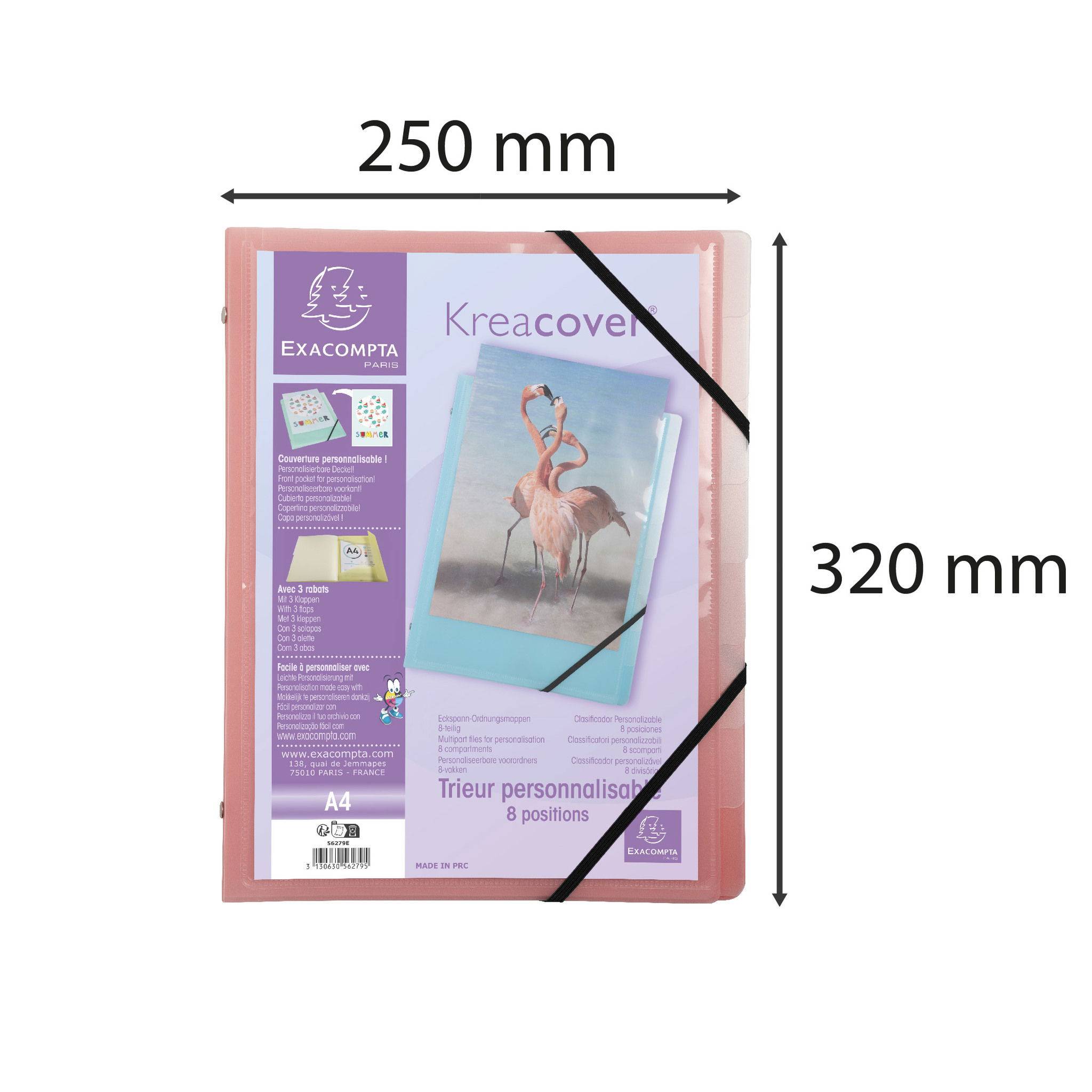 Exacompta 10x Ordnungsmappe A4 PP 3 Klappen 8 Fächer sortiert 56279E