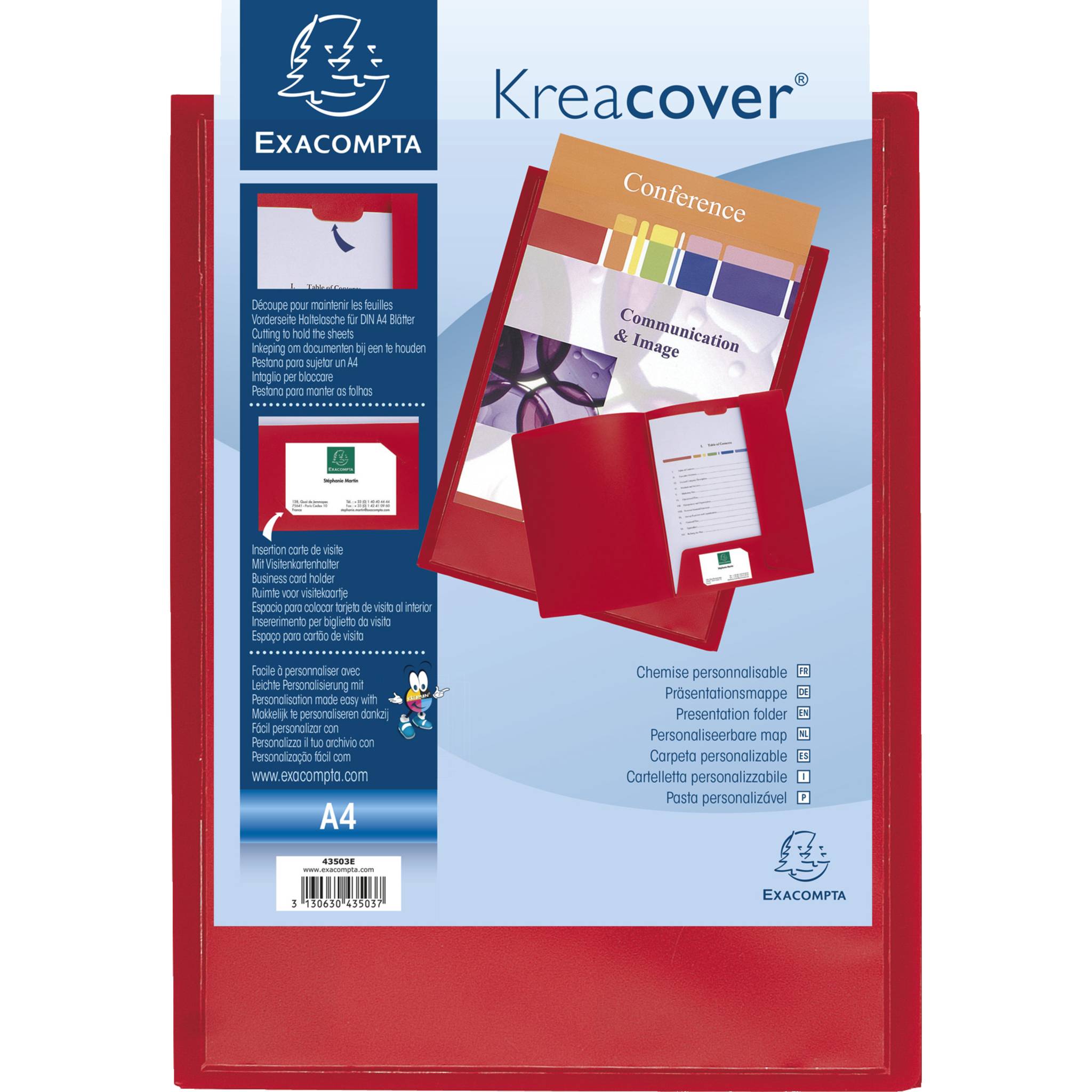 Exacompta 30x Präsentationsmappe aus PP, für Format A4, Kreacover - Rot - 43503E