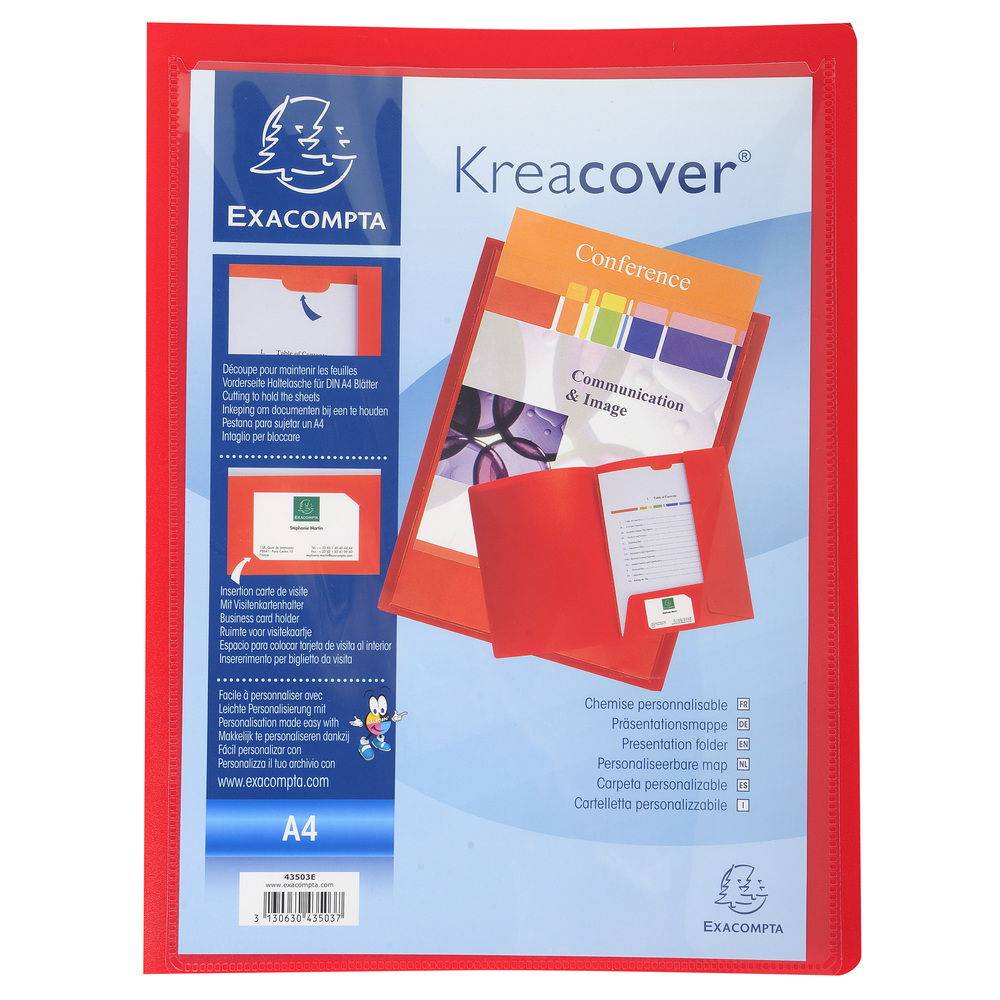 Exacompta 30x Präsentationsmappe aus PP, für Format A4, Kreacover - Rot - 43503E