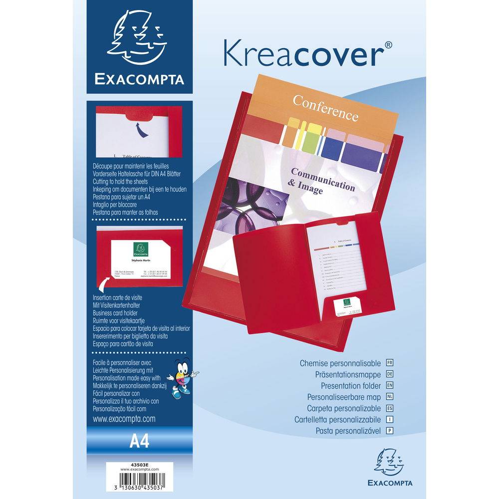 Exacompta 30x Präsentationsmappe aus PP, für Format A4, Kreacover - Rot - 43503E
