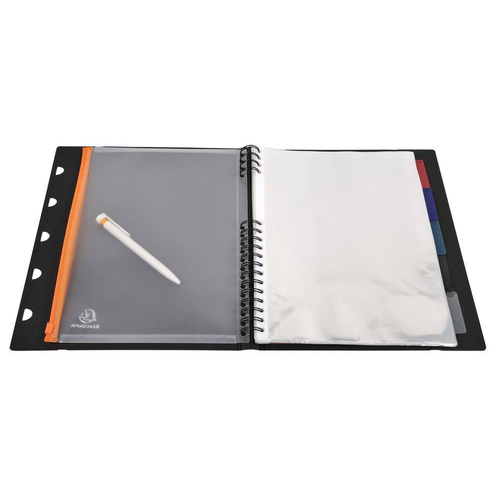 Exacompta 10x Sichtmappe Exaview PP + 40 Hüllen Exactive, A4, Schwarz, 85434E