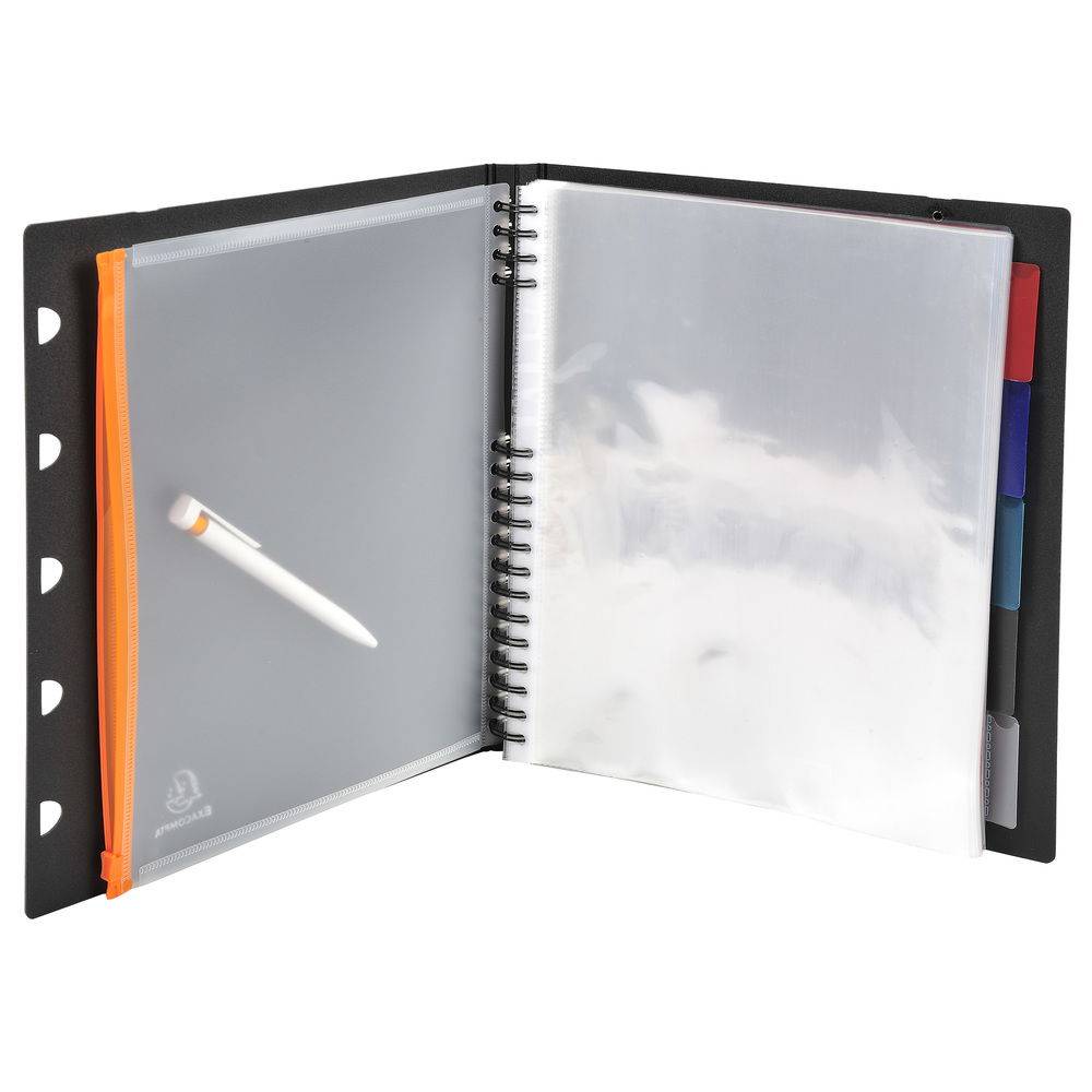 Exacompta 10x Sichtmappe Exaview PP + 40 Hüllen Exactive, A4, Schwarz, 85434E