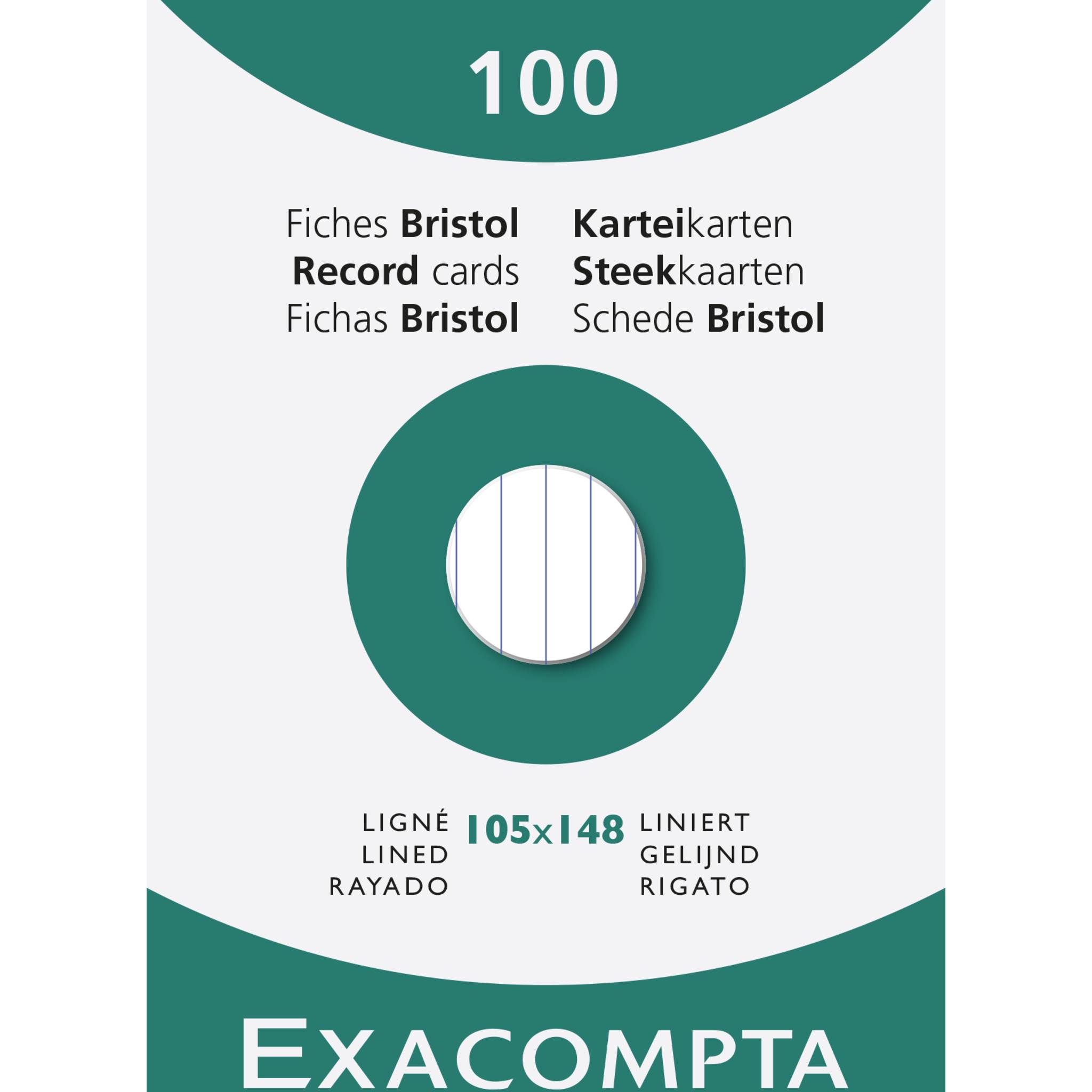 Exacompta 10x Karteikarten A6 liniert, Faltschachtel mit 100 Stück, Weiß, 13809B