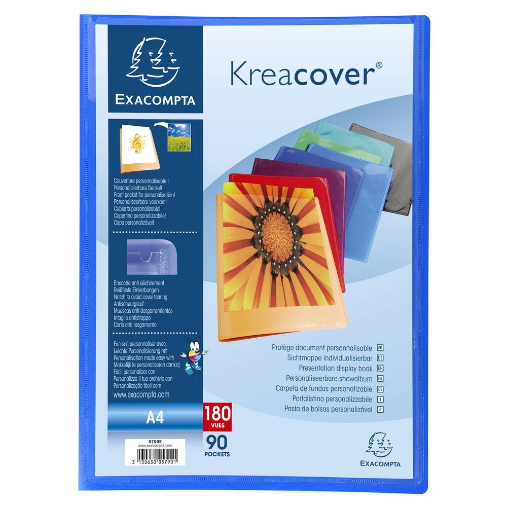 Exacompta 8x Sichtmappe PP 500µ + 90 Hüllen Kreacover, A4, sortiert, 5790E