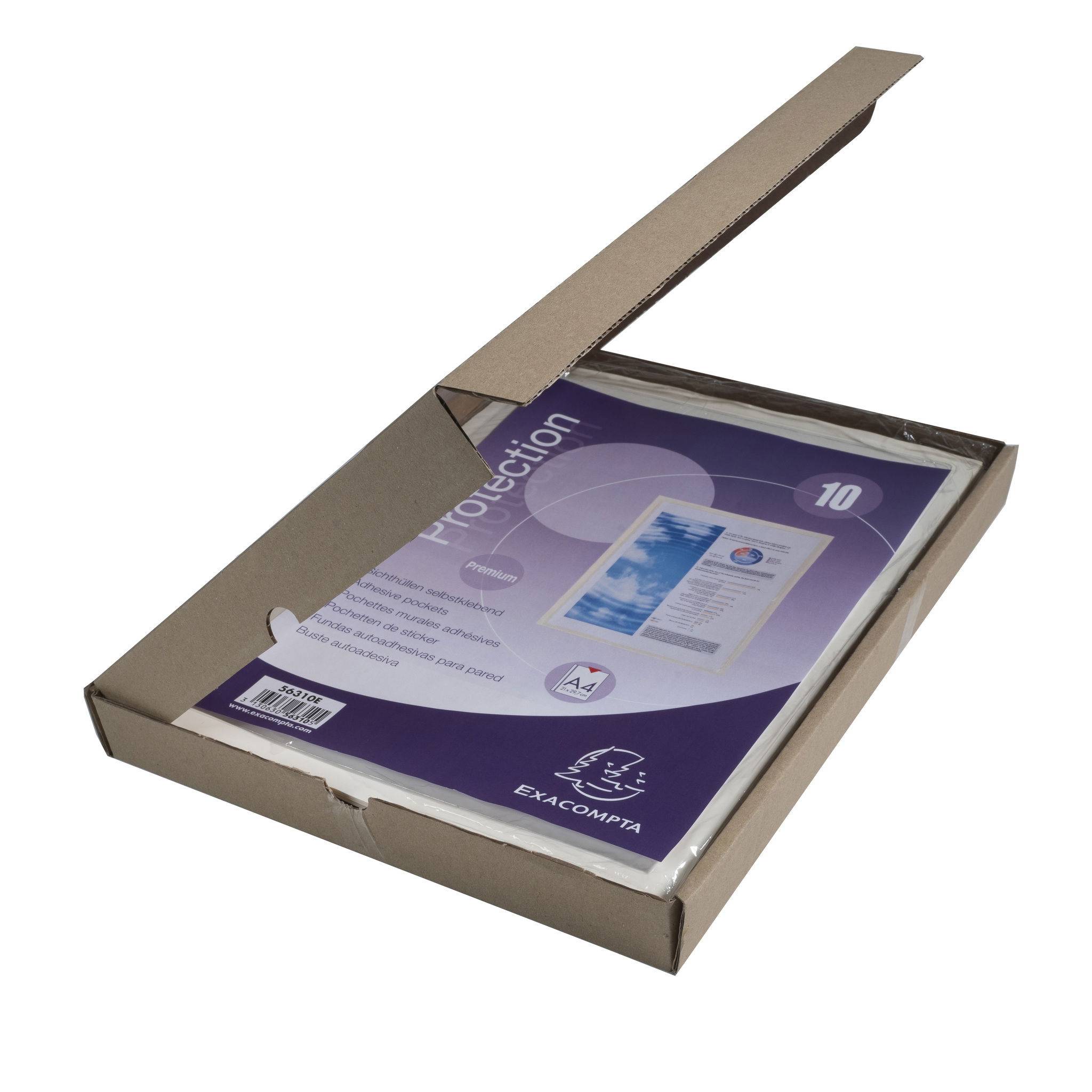 Exacompta 5x 10 Schutzhüllen selbstklebend PVC 140µ A4 Übergröße Kristall 56310E