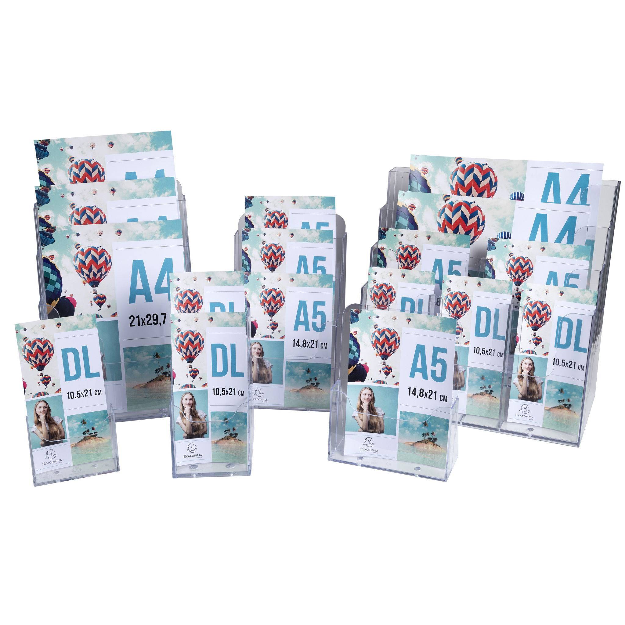 Exacompta 10x Tischprospekthalter mit 1 Fach A4, Exacryl - Kristall - 74058D