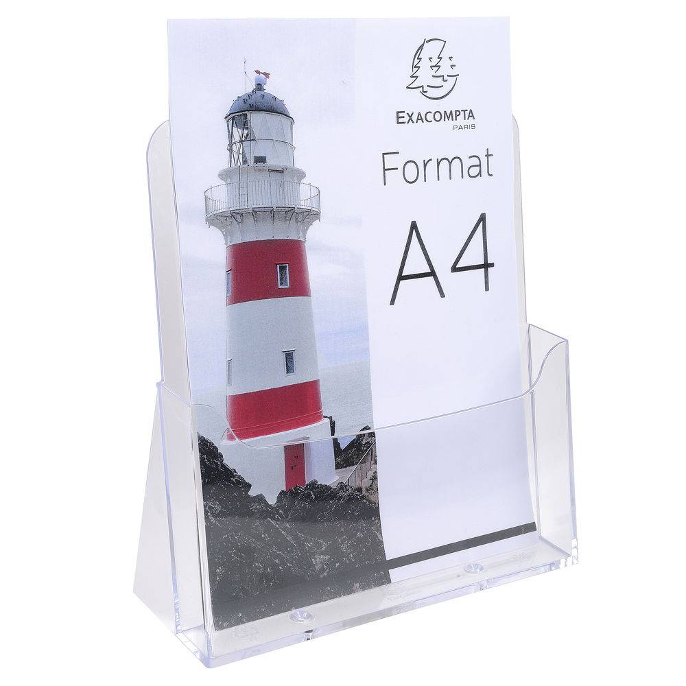 Exacompta 10x Tischprospekthalter mit 1 Fach A4, Exacryl - Kristall - 74058D