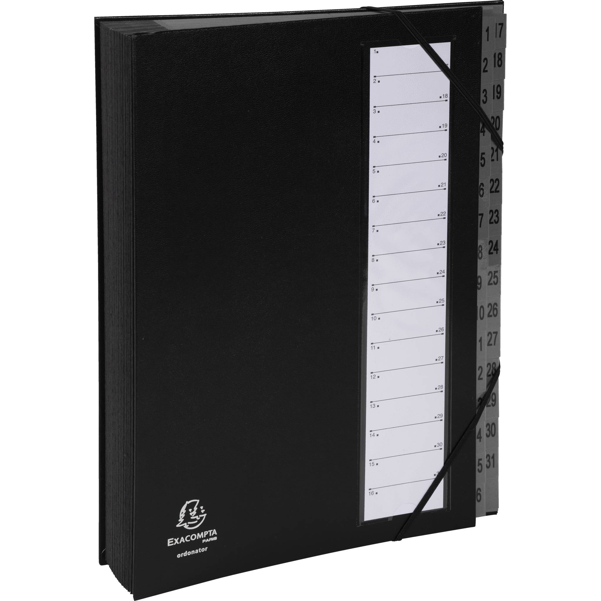 Exacompta 6x Ordnungsmappe Gummizug 32 Fächer 1-32 Ordonator A4 Schwarz 56032E