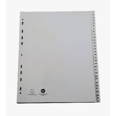 Exacompta 5x Register A4 RC-PP grau 120µ Taben 1-31 31 Positionen Grau 2931E