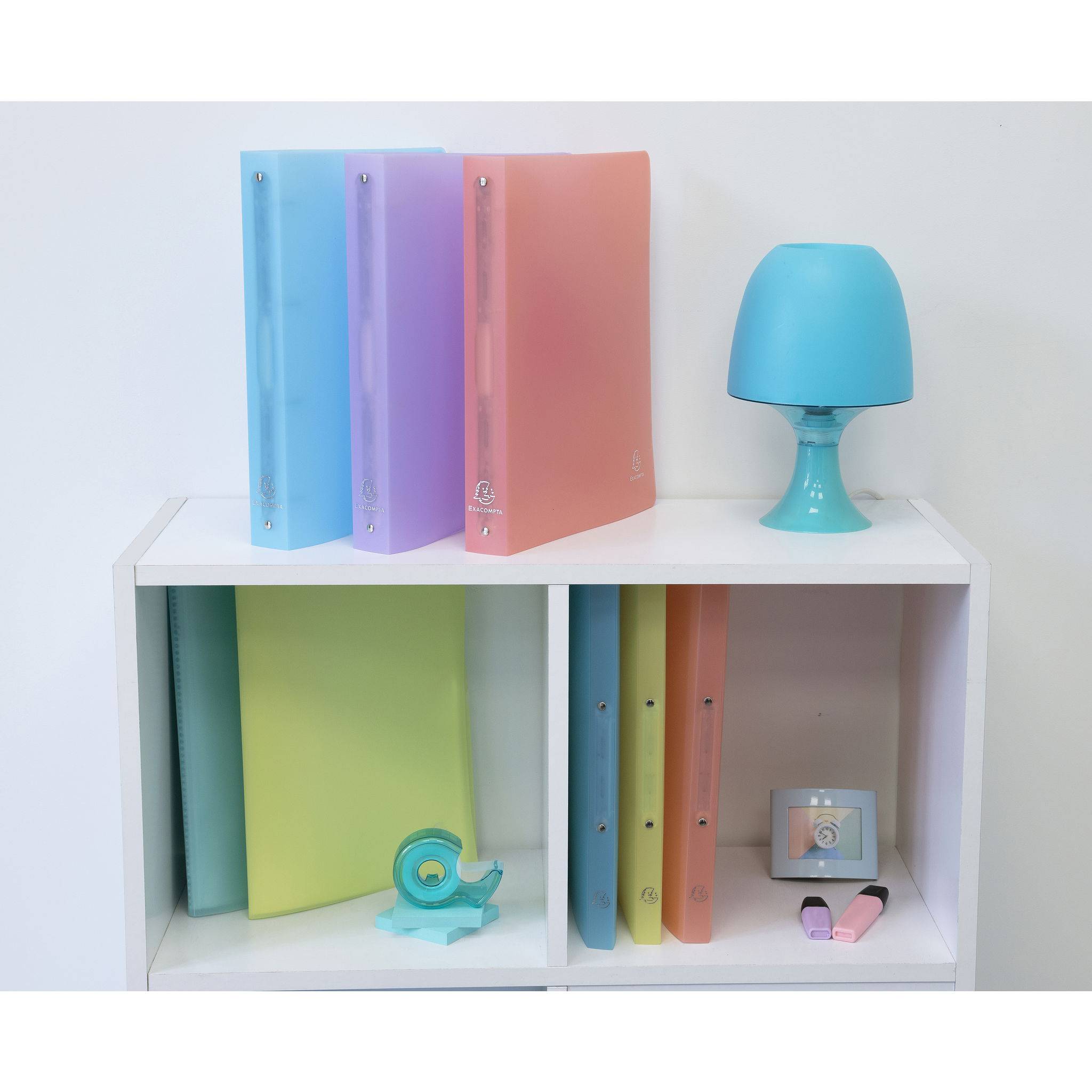 Exacompta 15x Ringbuch A4+ PP, 4 Ringe 30mm, Chromaline Pastell - Malve - 51975E