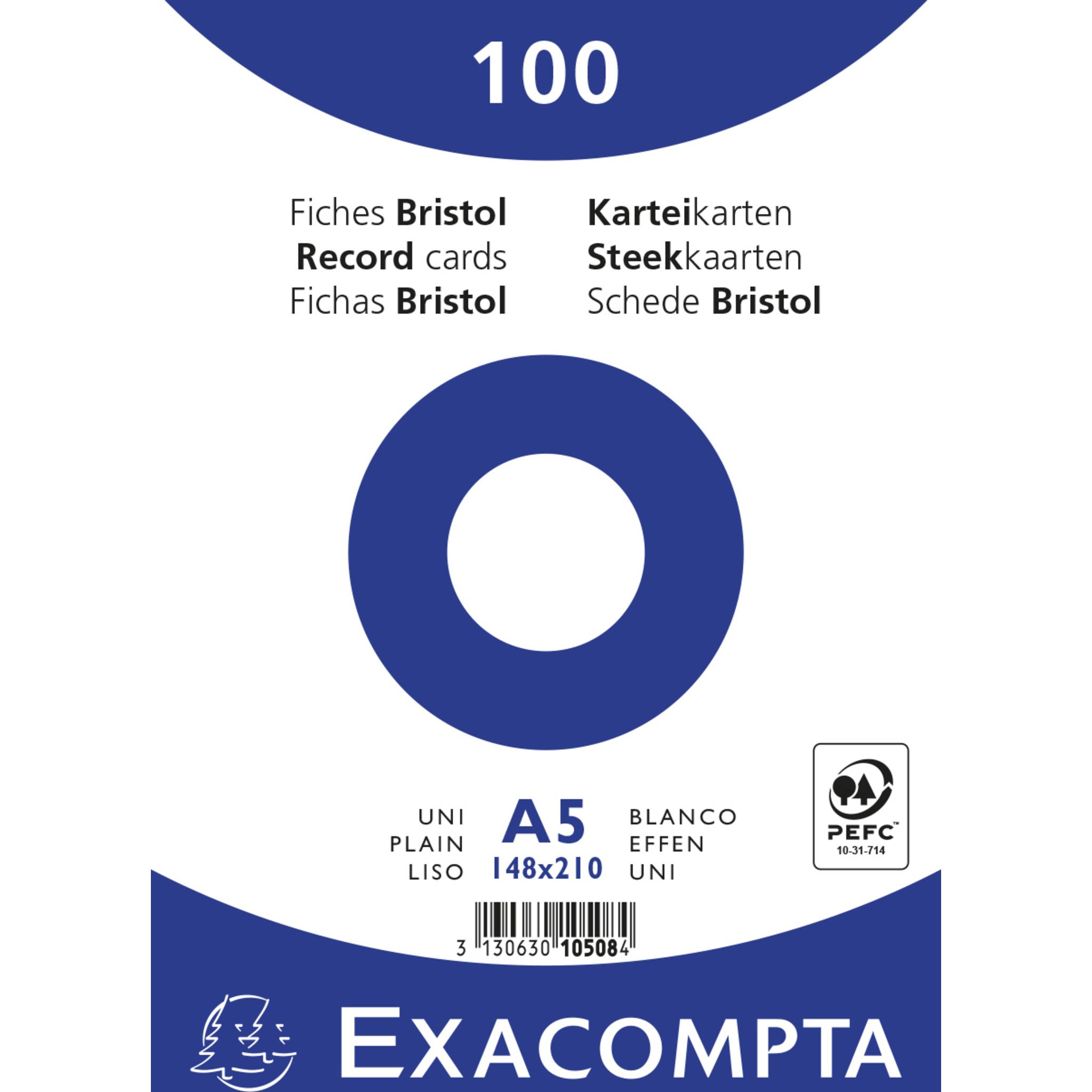 Exacompta 10x Karteikarten A5 blanko, 100 Stück eingeschweißt - Weiß - 10508E