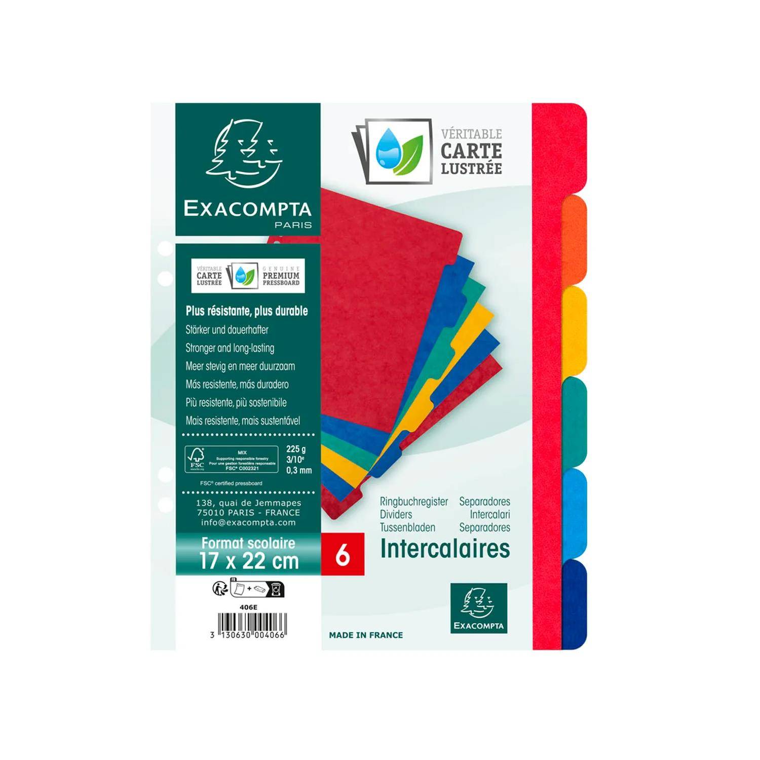 Exacompta 20x Register A5+, Colorspan-Karton 225g, 6 Taben - 406E