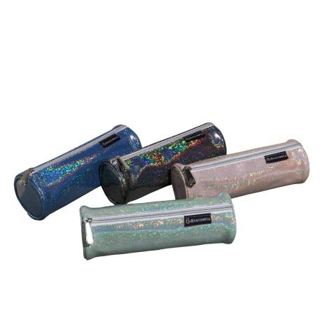 Exacompta 16x rundes Schlampermäppchen PU Glitter, 22,5x7,5cm, sortiert, 52770E