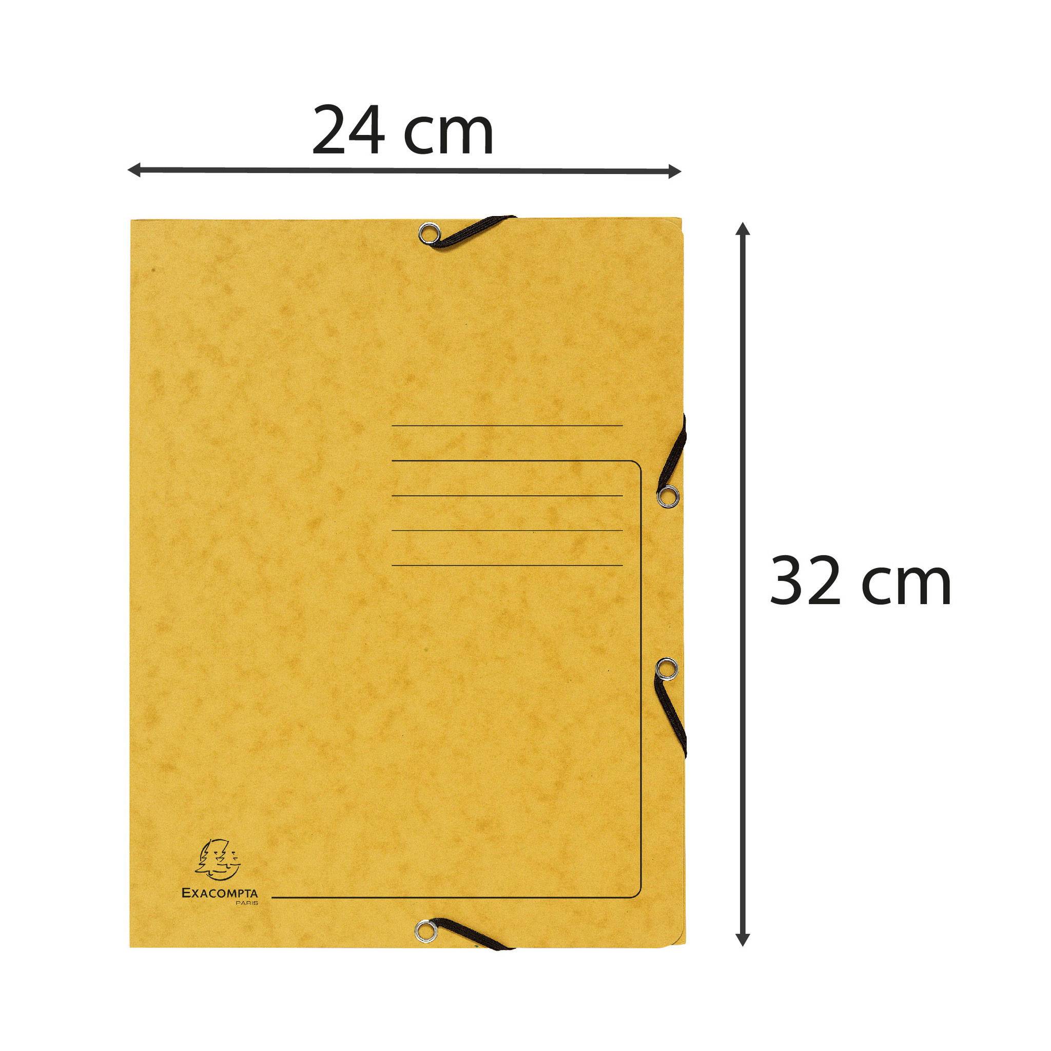 Exacompta 25x Sammelmappe + Gummizug 3 Klappen Karton 355g/m2 A4 Gelb 55409E