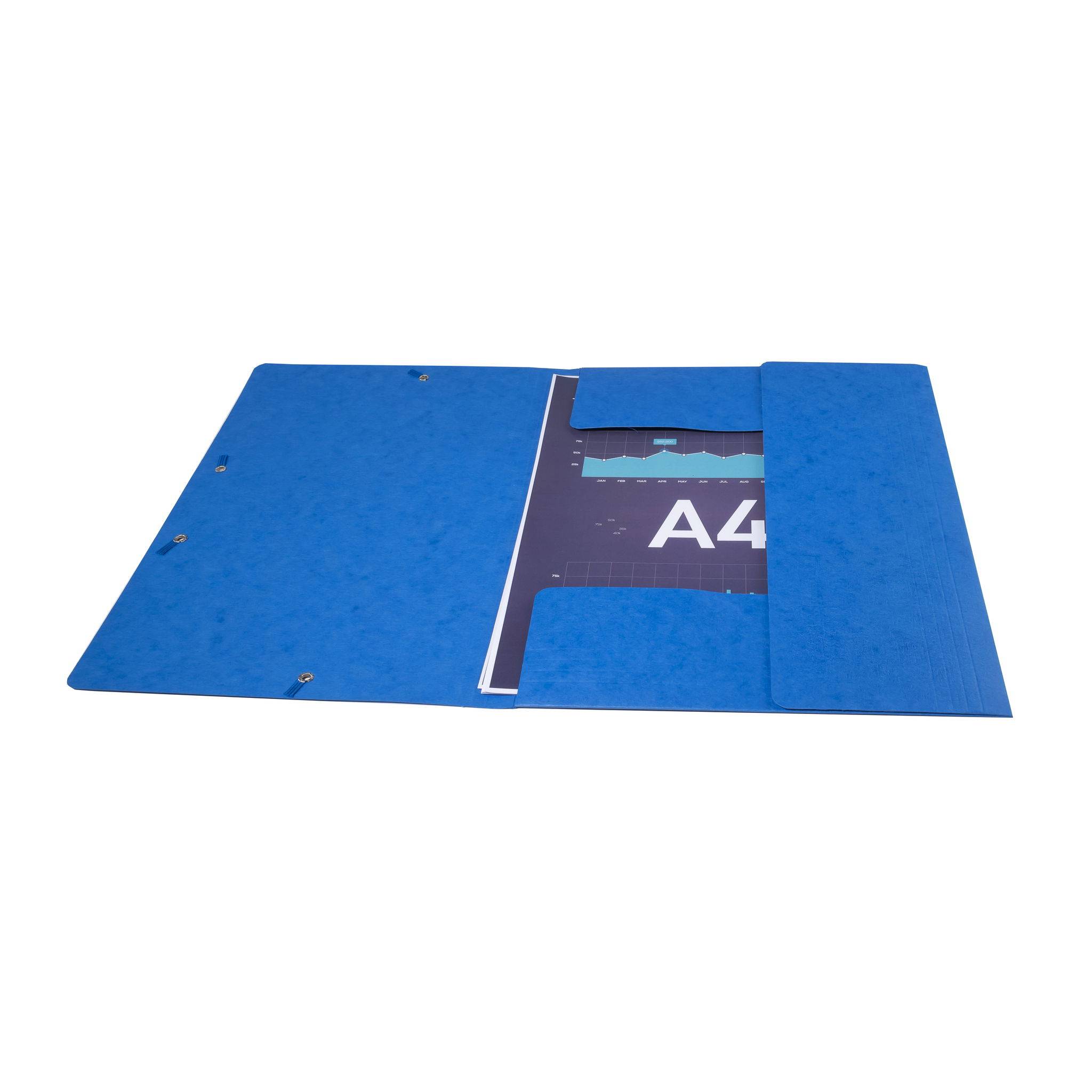 Exacompta 50x Sammelmappe + Gummizug, 3 Klappen Karton, 425g/qm A4, Blau, 55752E