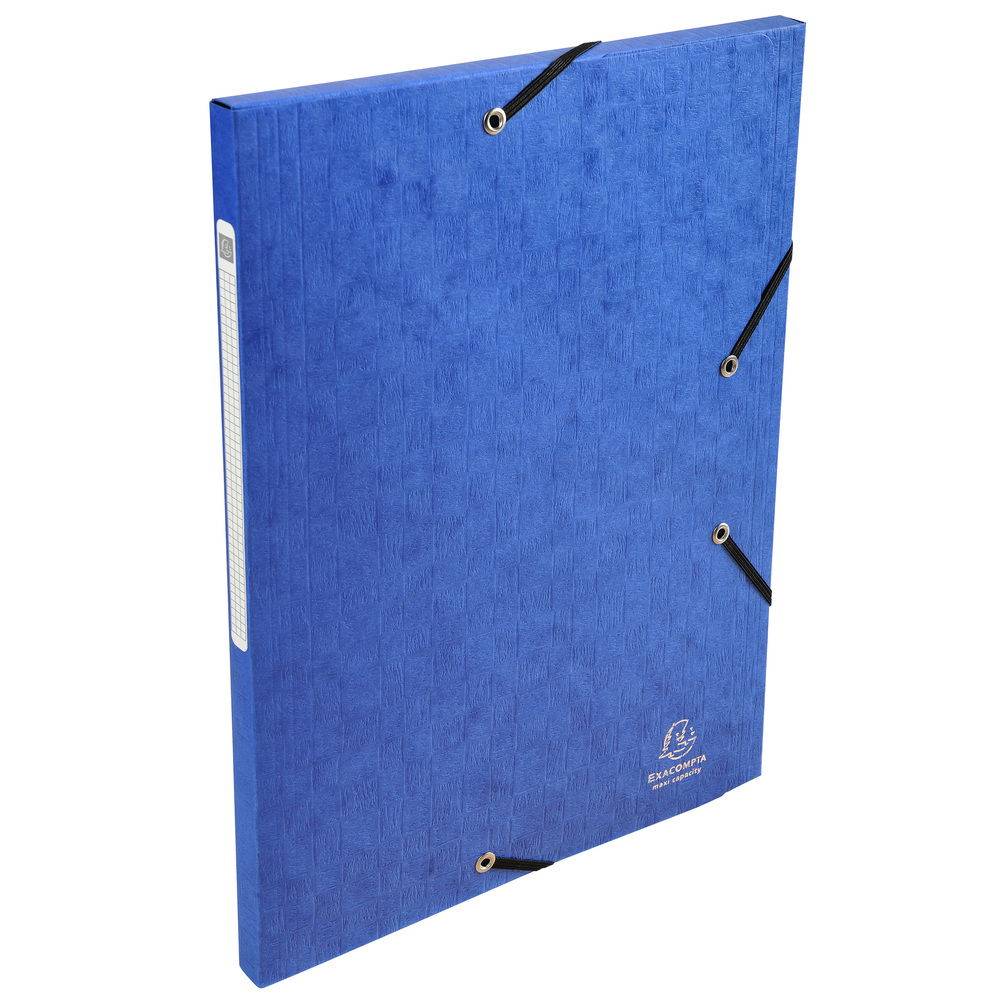 Exacompta 50x Sammelmappe + Gummizug, 3 Klappen Karton, 425g/qm A4, Blau, 55752E