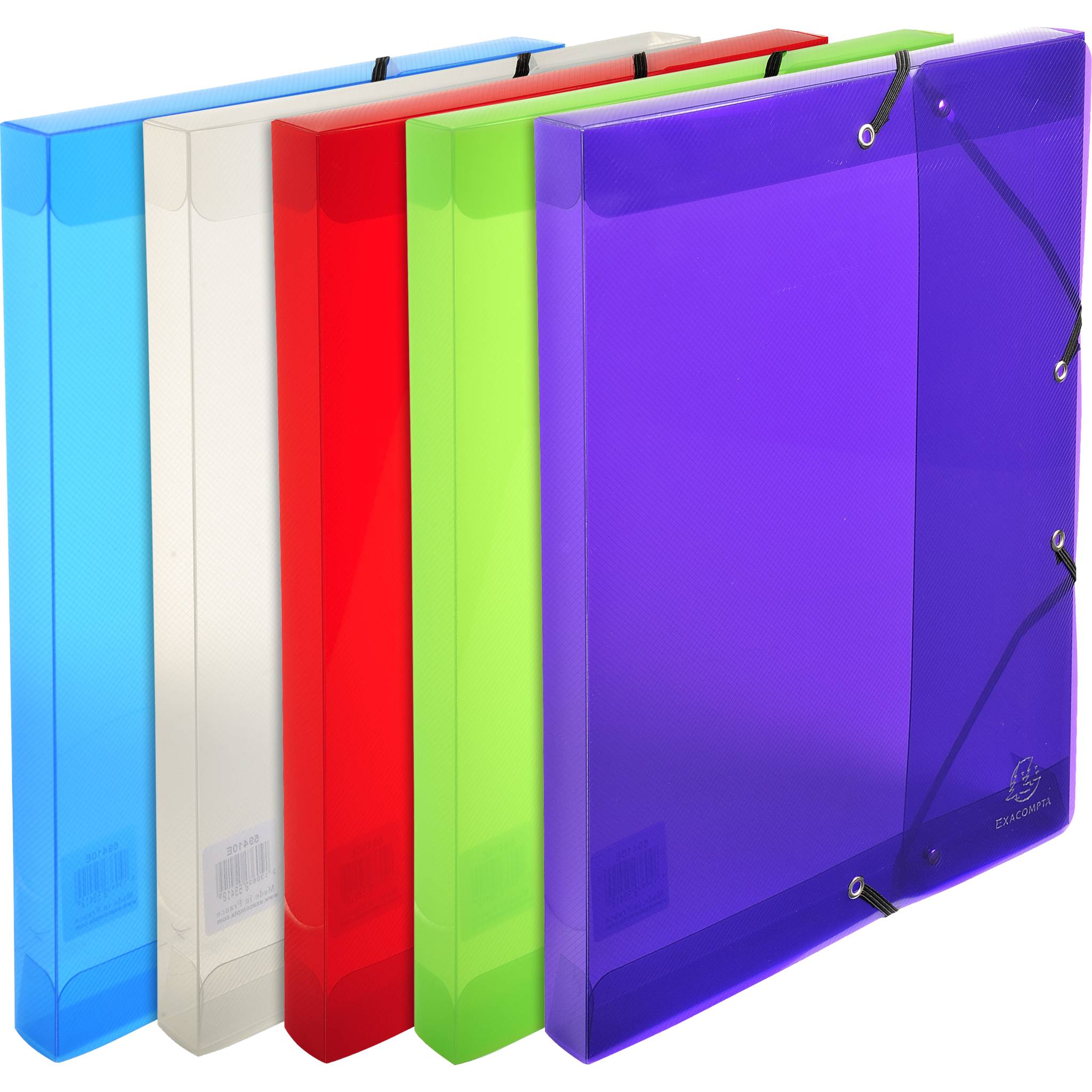 Exacompta 8x Archivbox PP 700µ Rücken 25mm 25x33 cm A4 Crystal sortiert 59410E