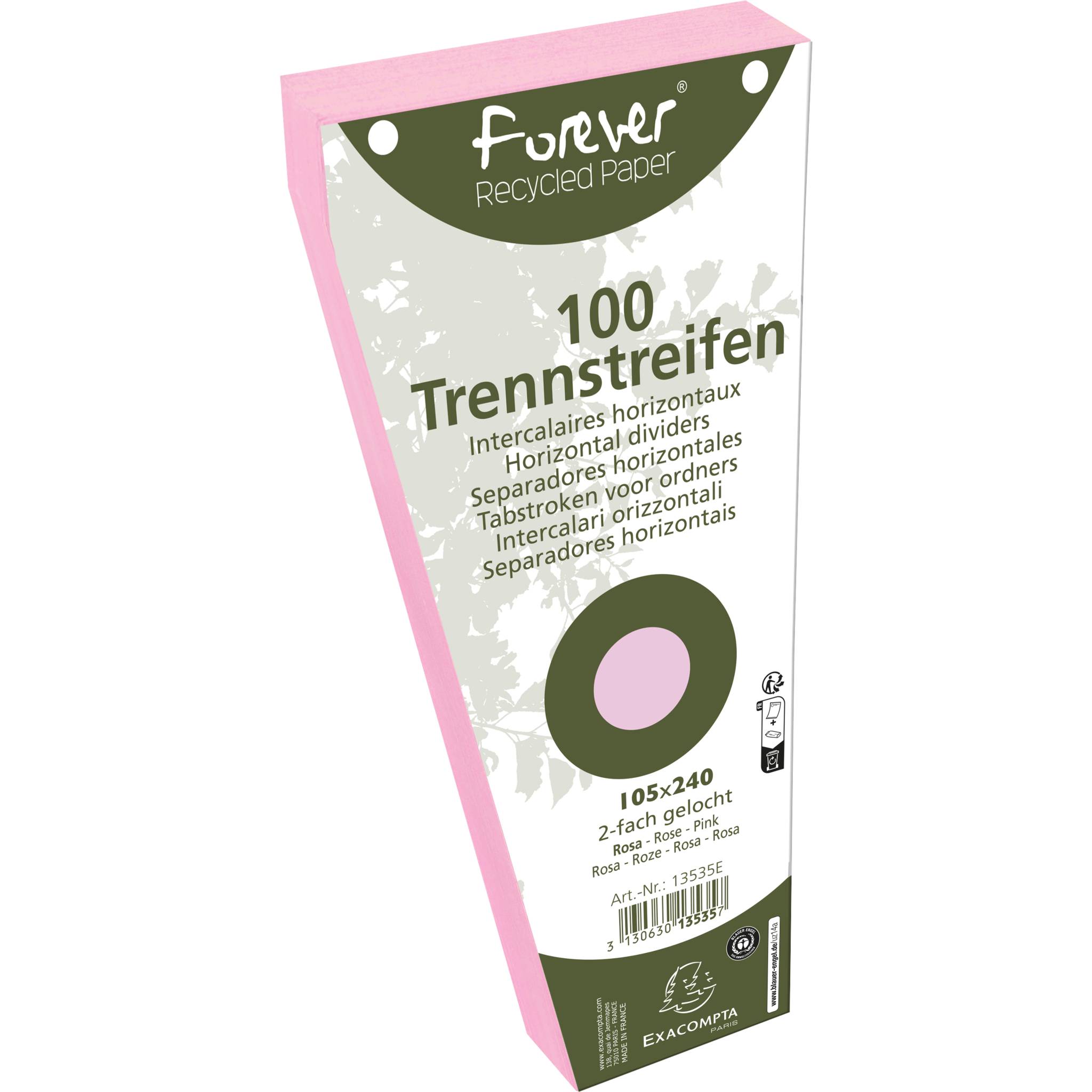 Exacompta 6x Pack 100 Trennstreifen trapez gelocht RC Kart 105x240mm Rosa 13535E