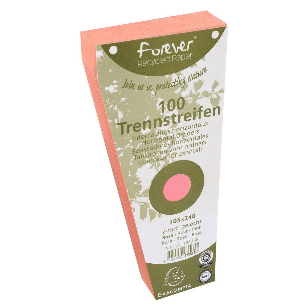 Exacompta 6x Pack 100 Trennstreifen trapez gelocht RC Kart 105x240mm Rosa 13535E