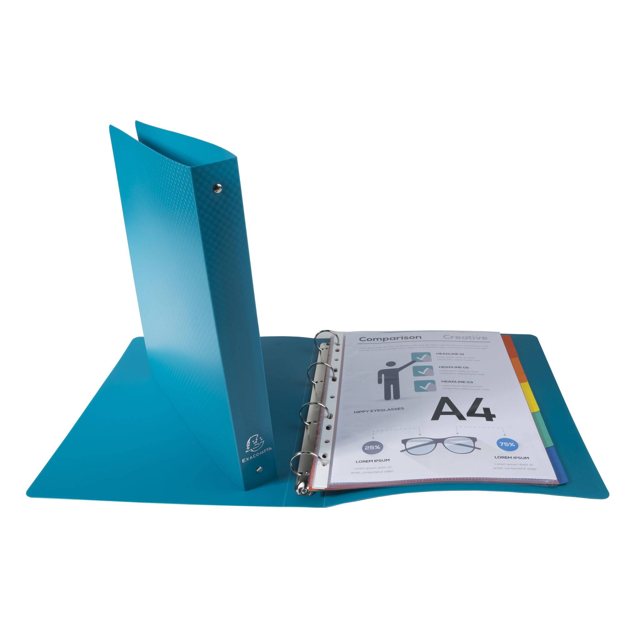 Exacompta 20x Ringbuch PP 700µ 4Ring Rücken 40mm A4 Dunkelgrün 512803E