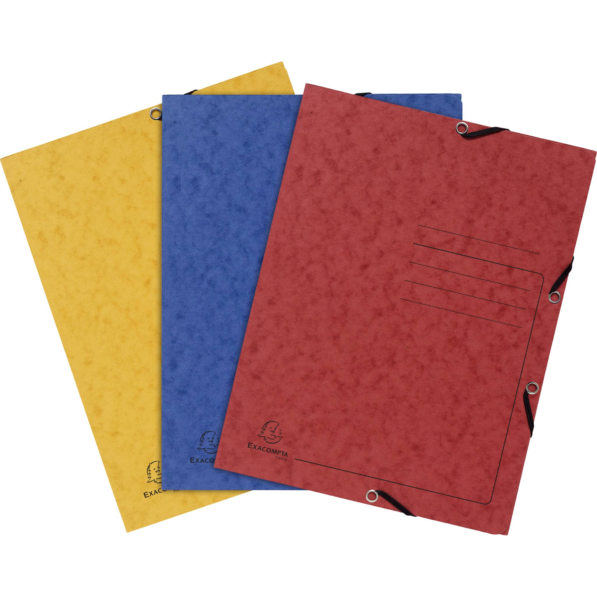 Exacompta 24x Sammelmappe A4 + Gummizug 3 Klappen Karton 355g sortiert 55432E