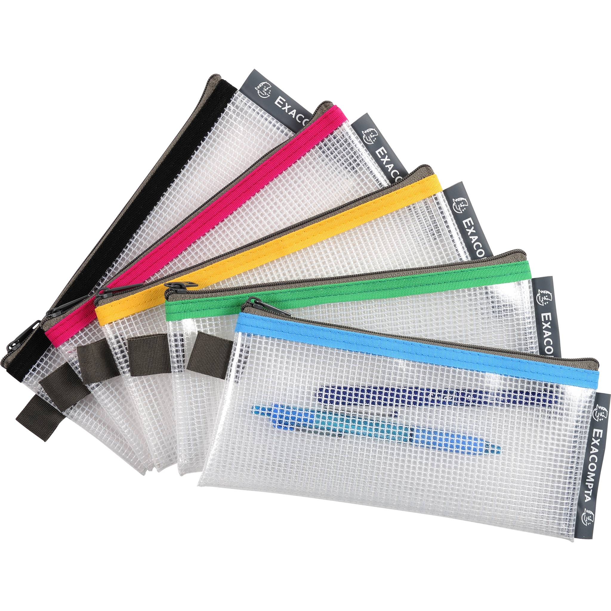 Exacompta 10x Tasche EVA + Reißverschluss, flexibel PP, 8x18cm, sortiert, 34110E