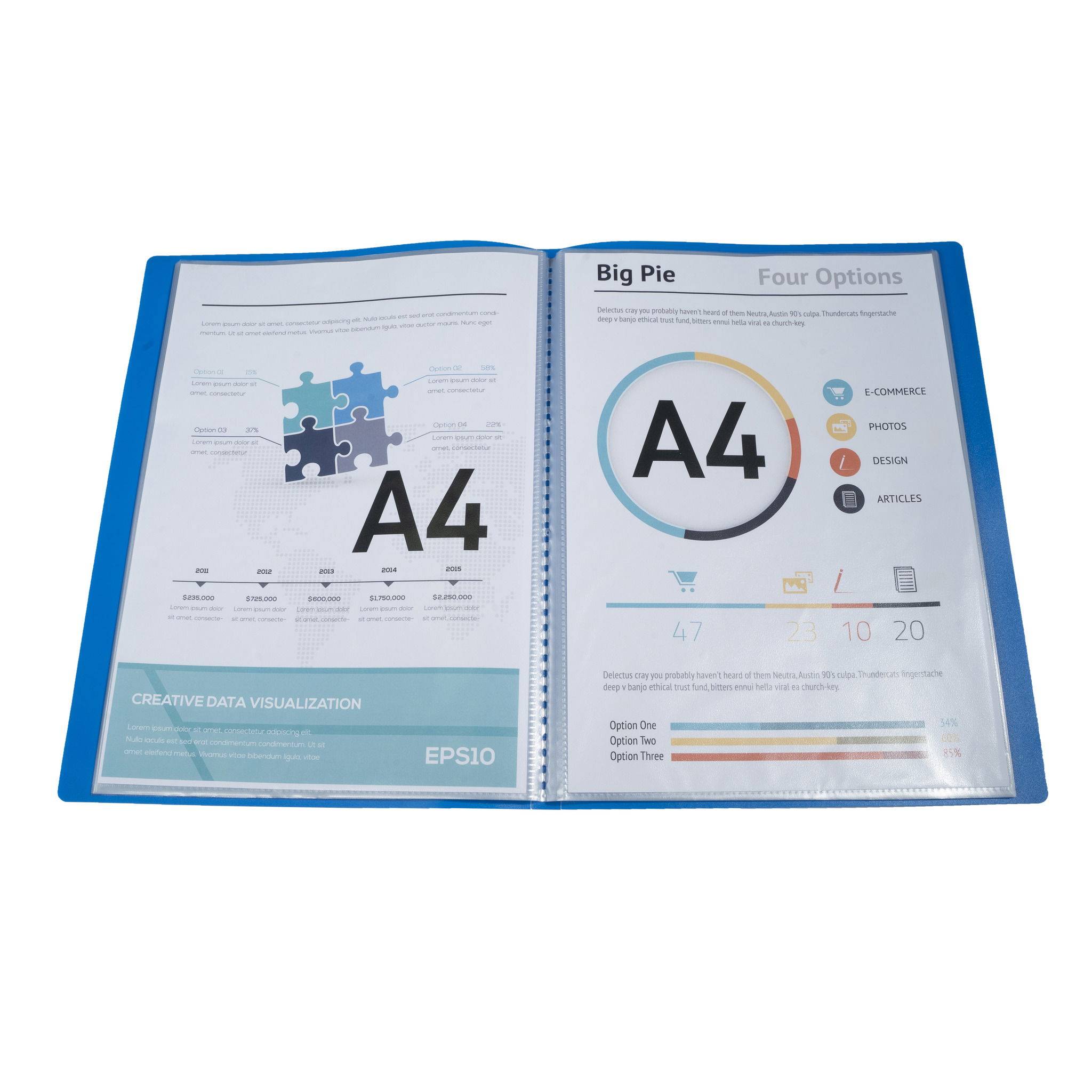 Exacompta 12x Sichtmappe A4 flexiblem Polypropylen, 50 Hüllen, Hellblau, 8557E